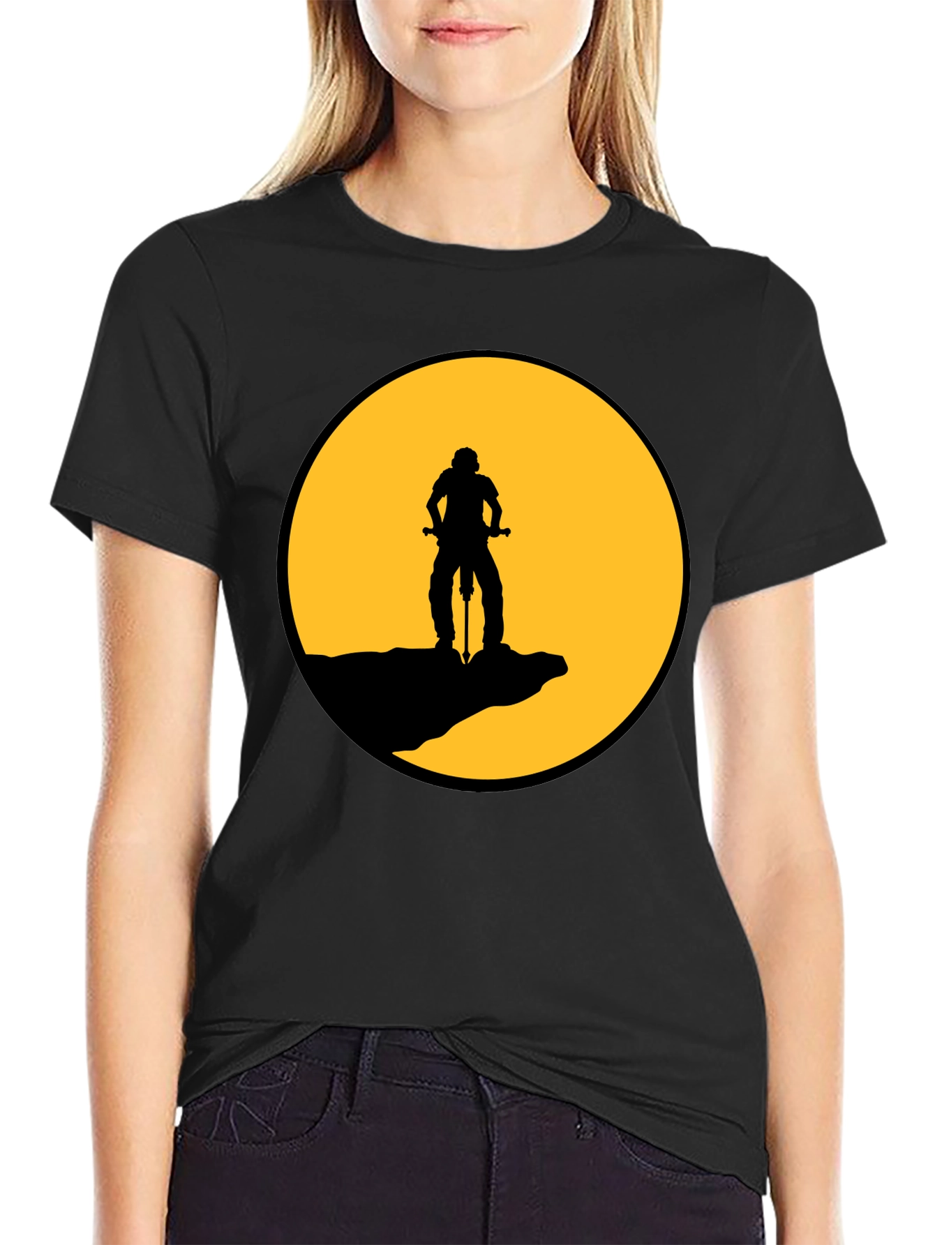 Mountain Biker Silhouette Graphic T-Shirt