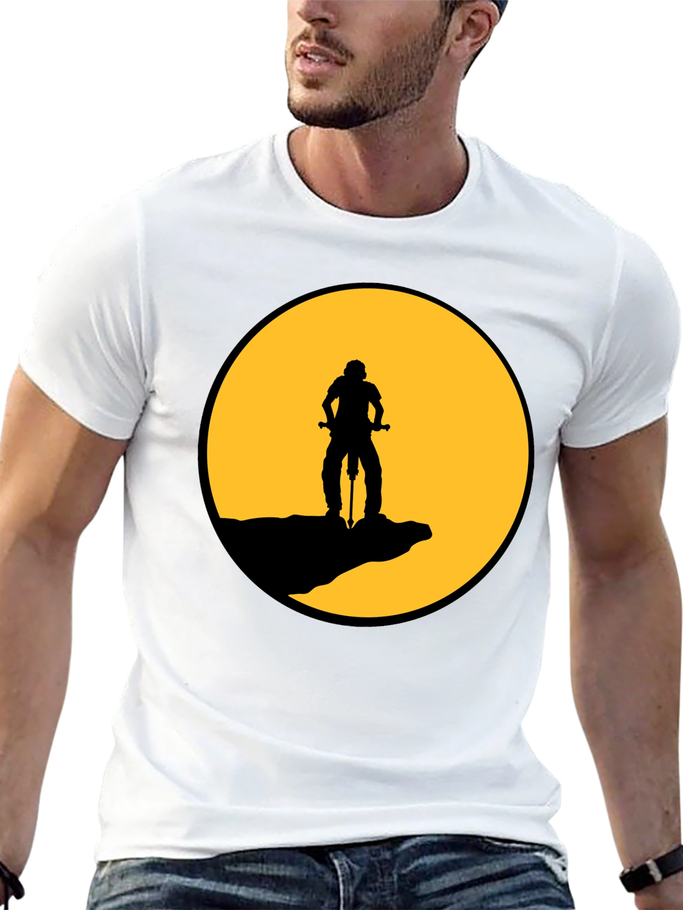 Mountain Biker Silhouette Graphic T-Shirt