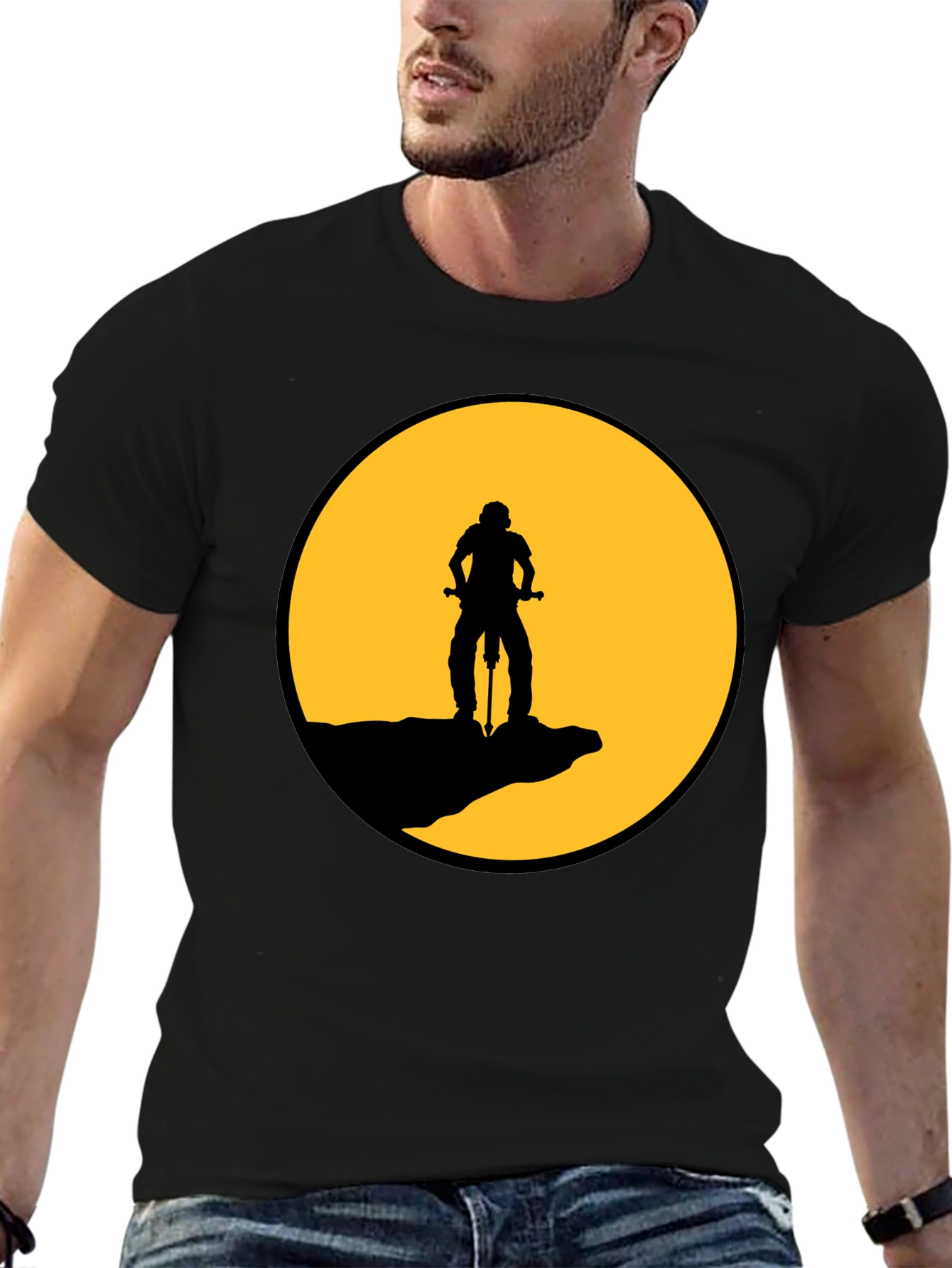 Mountain Biker Silhouette Graphic T-Shirt