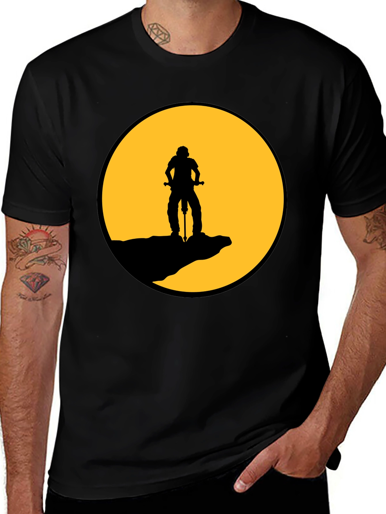 Mountain Biker Silhouette Graphic T-Shirt