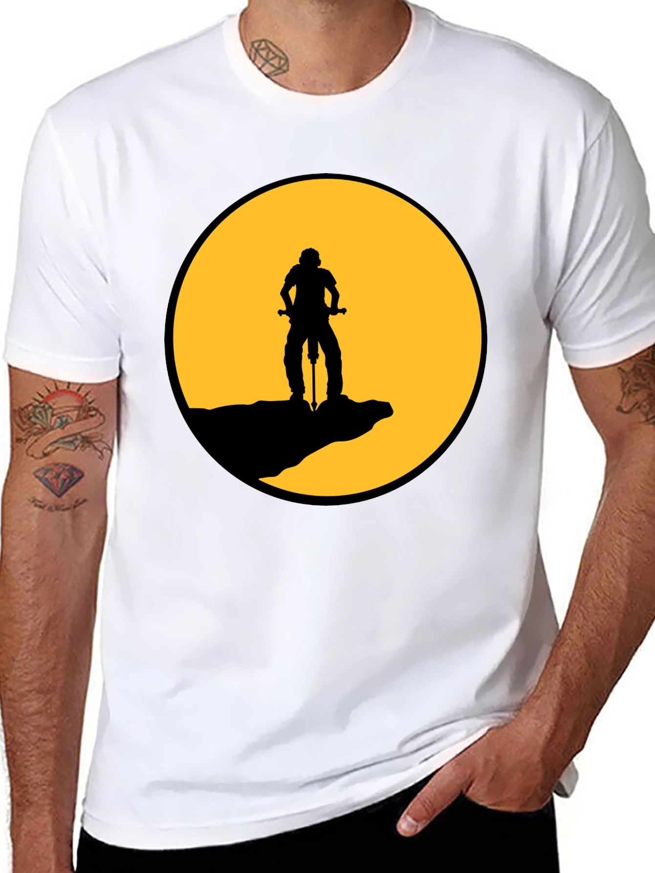 Mountain Biker Silhouette Graphic T-Shirt