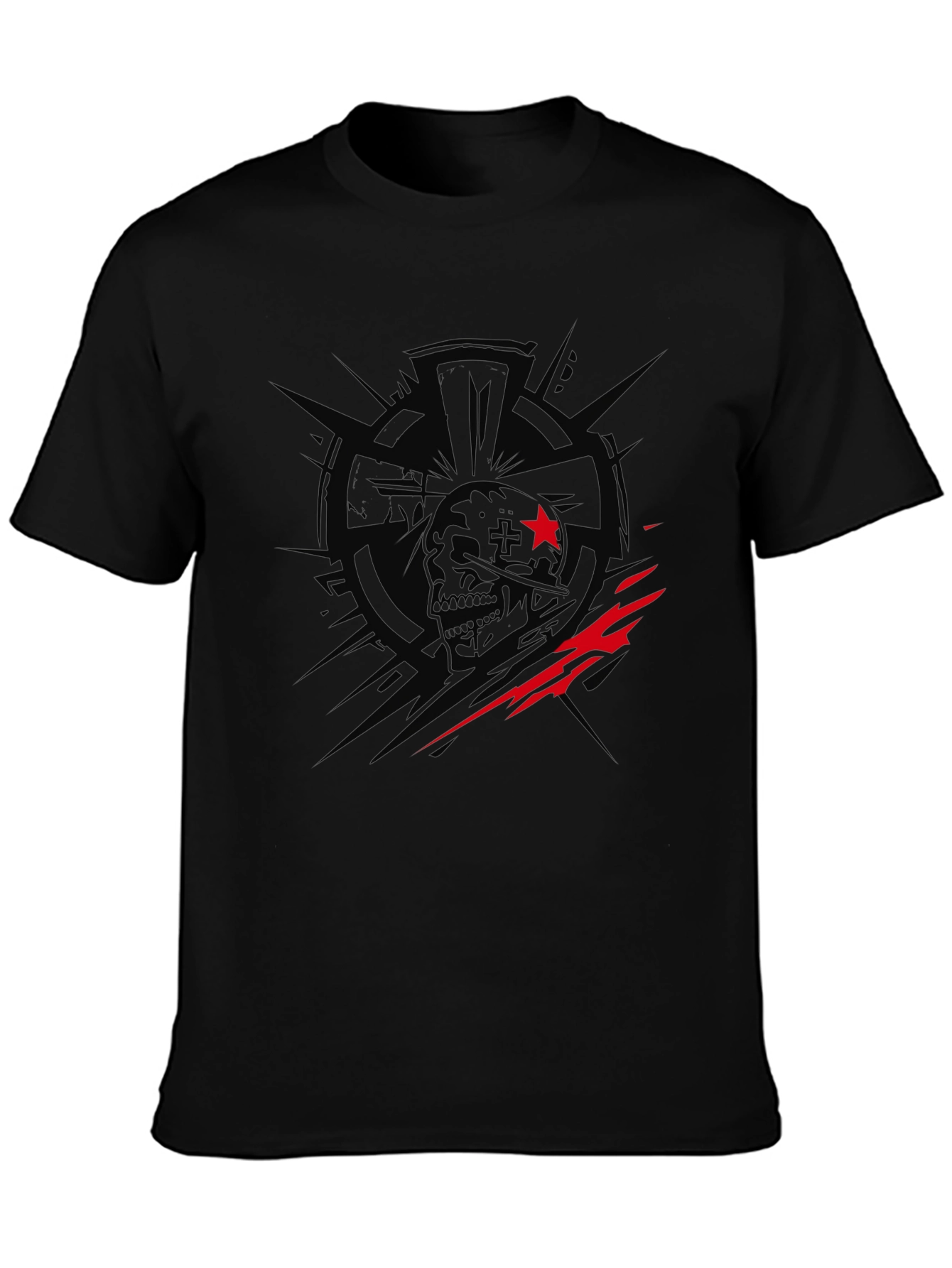 Edgy Skull Graphic Print Black T-Shirt