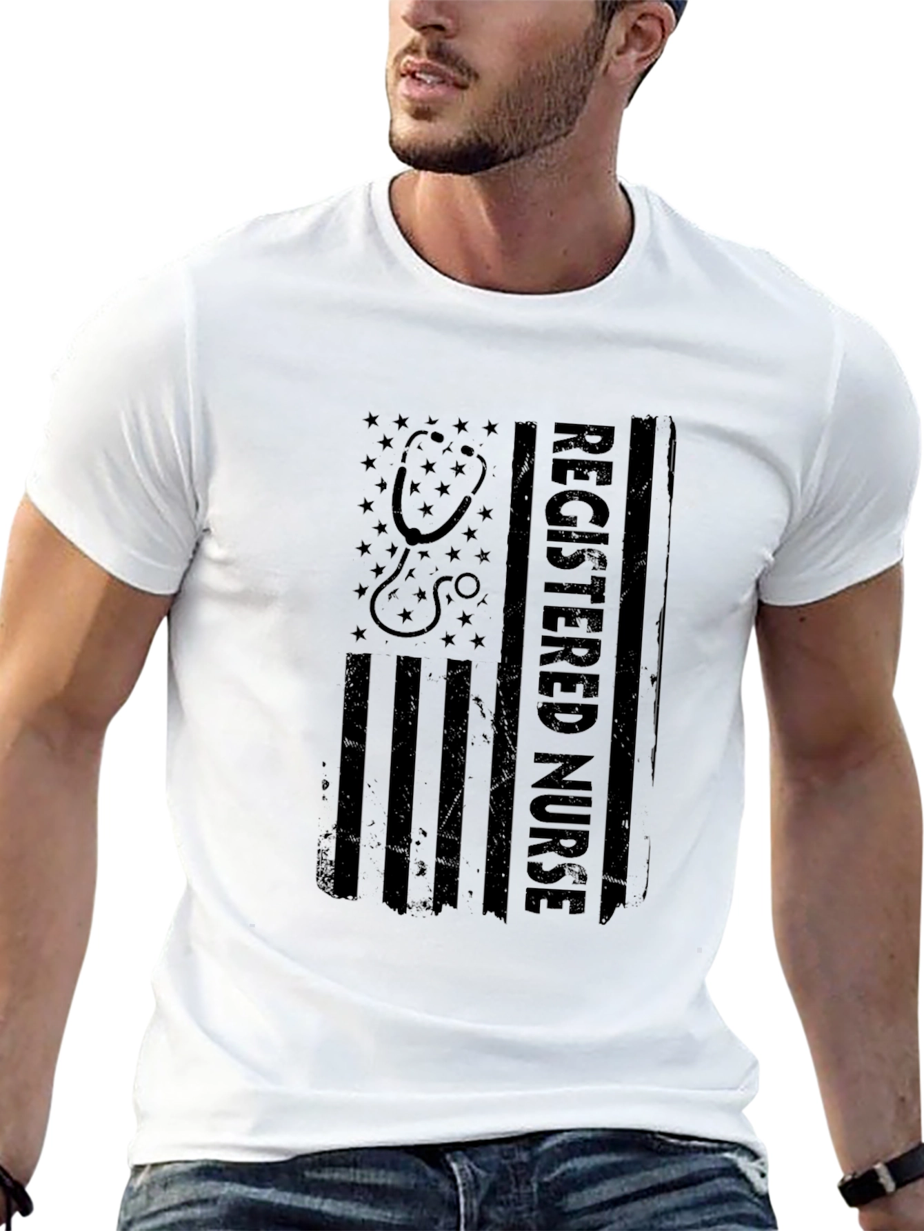 Registered Nurse American Flag Graphic T-Shirt
