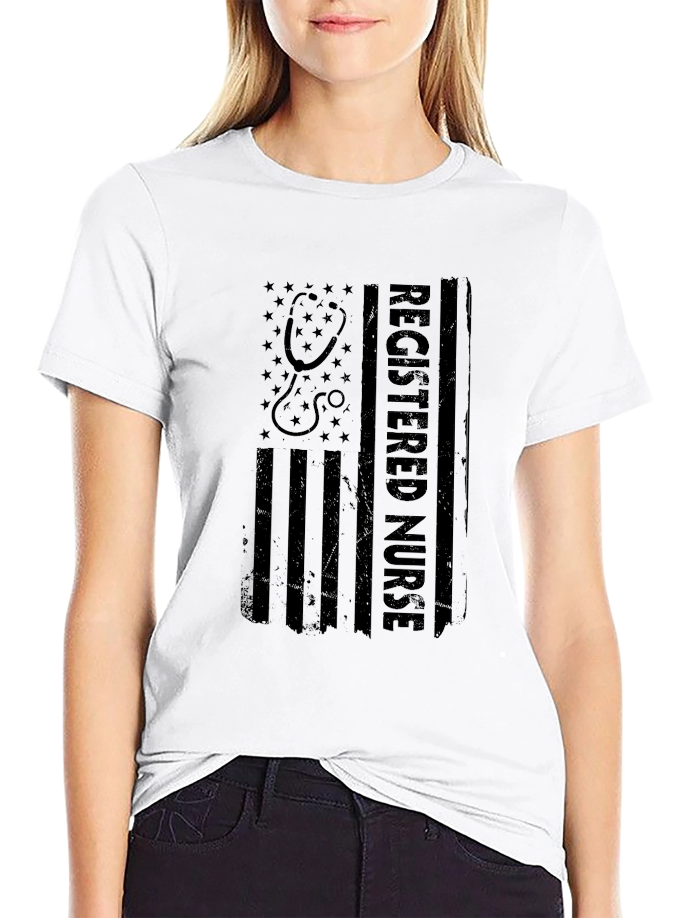 Registered Nurse American Flag Graphic T-Shirt