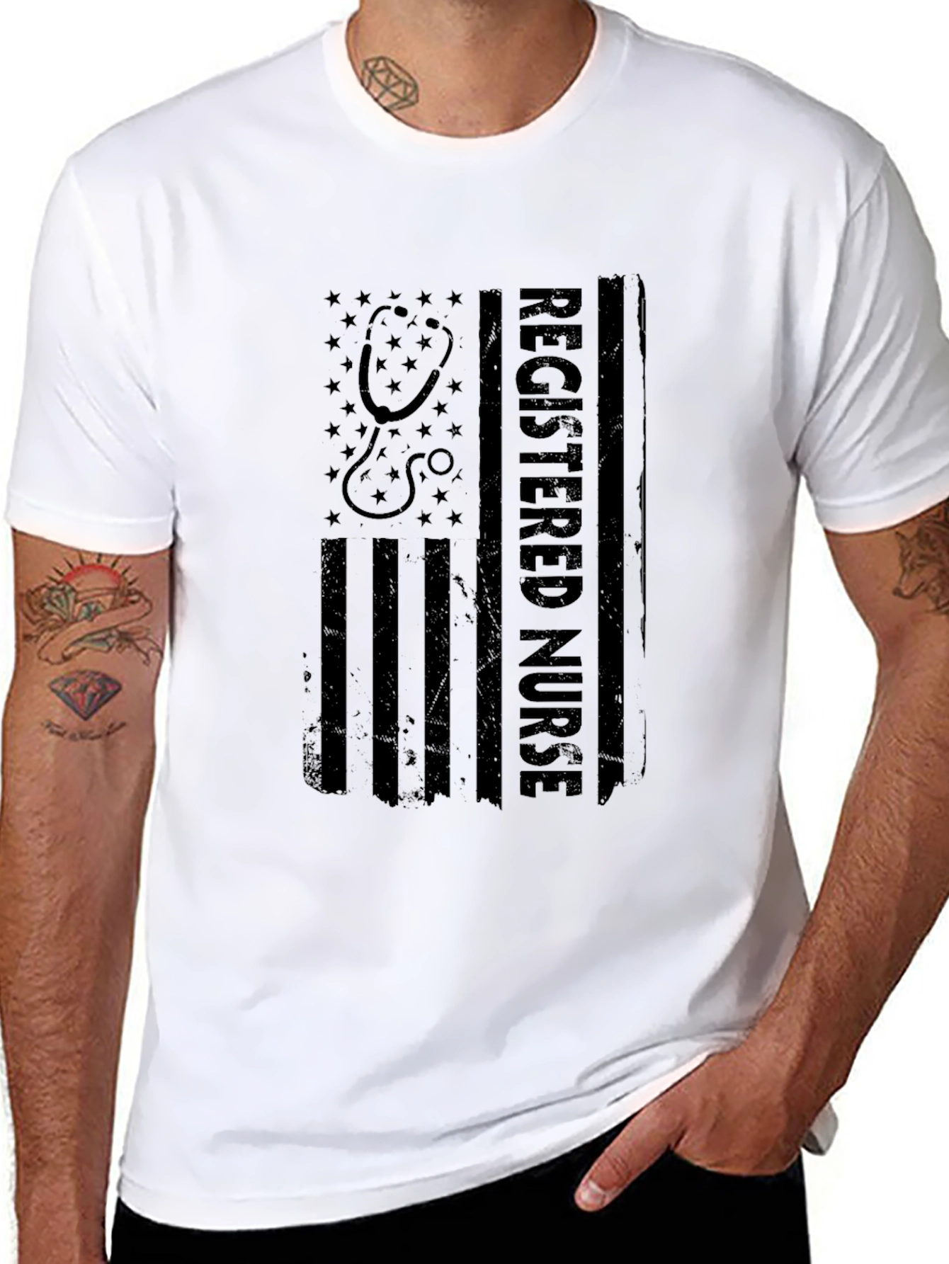 Registered Nurse American Flag Graphic T-Shirt