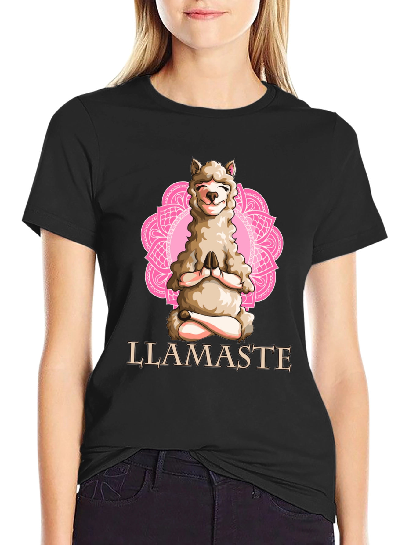 Llamaste Yoga T-Shirt - Meditating Llama Graphic Tee