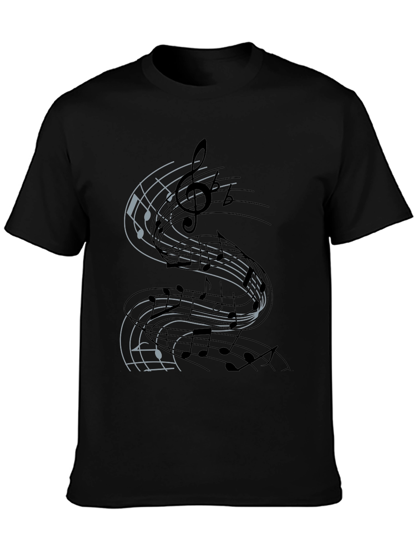 Musical Note Graphic Tee - Black Cotton T-Shirt