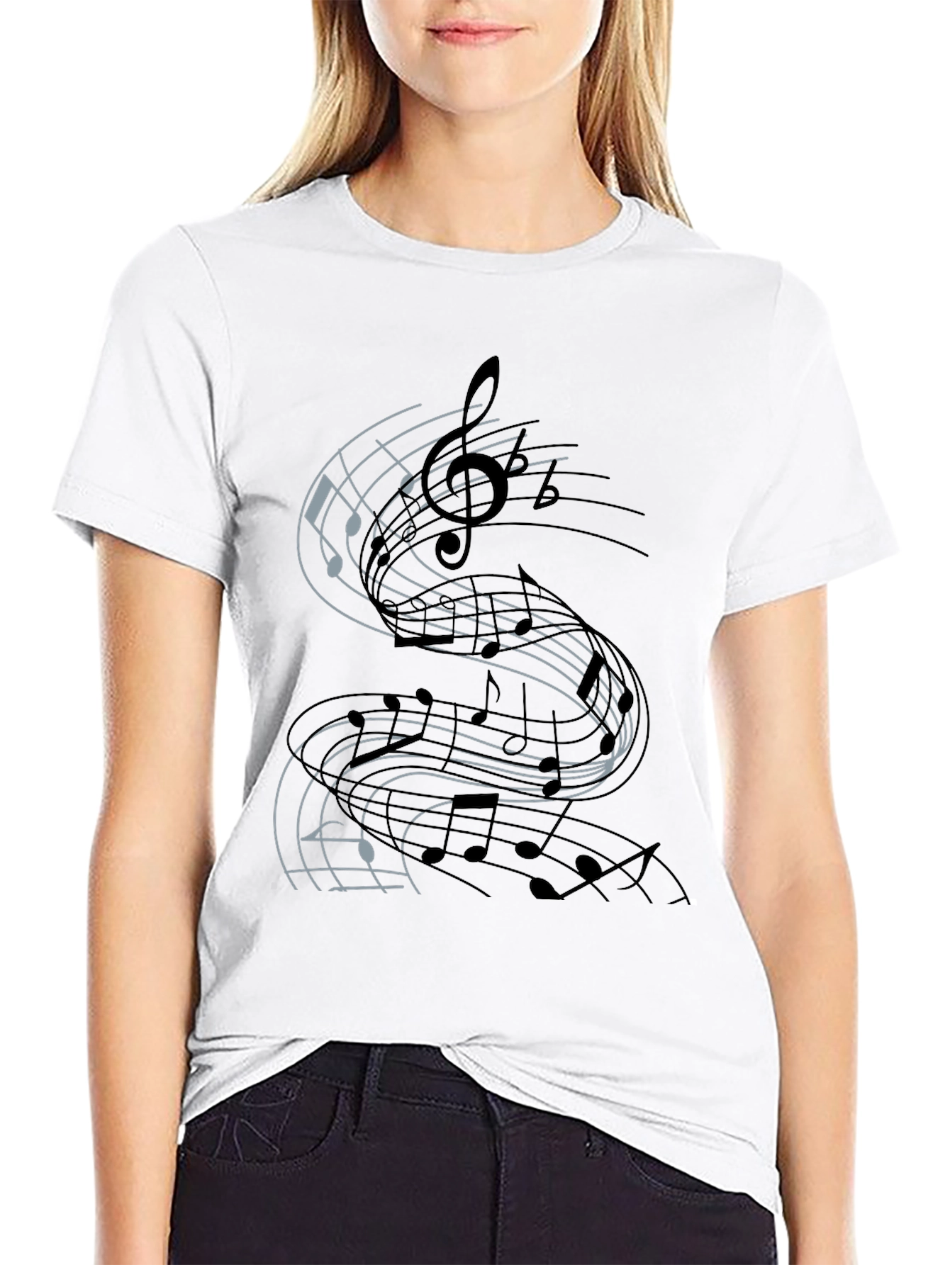 Musical Note Graphic Tee - Black Cotton T-Shirt