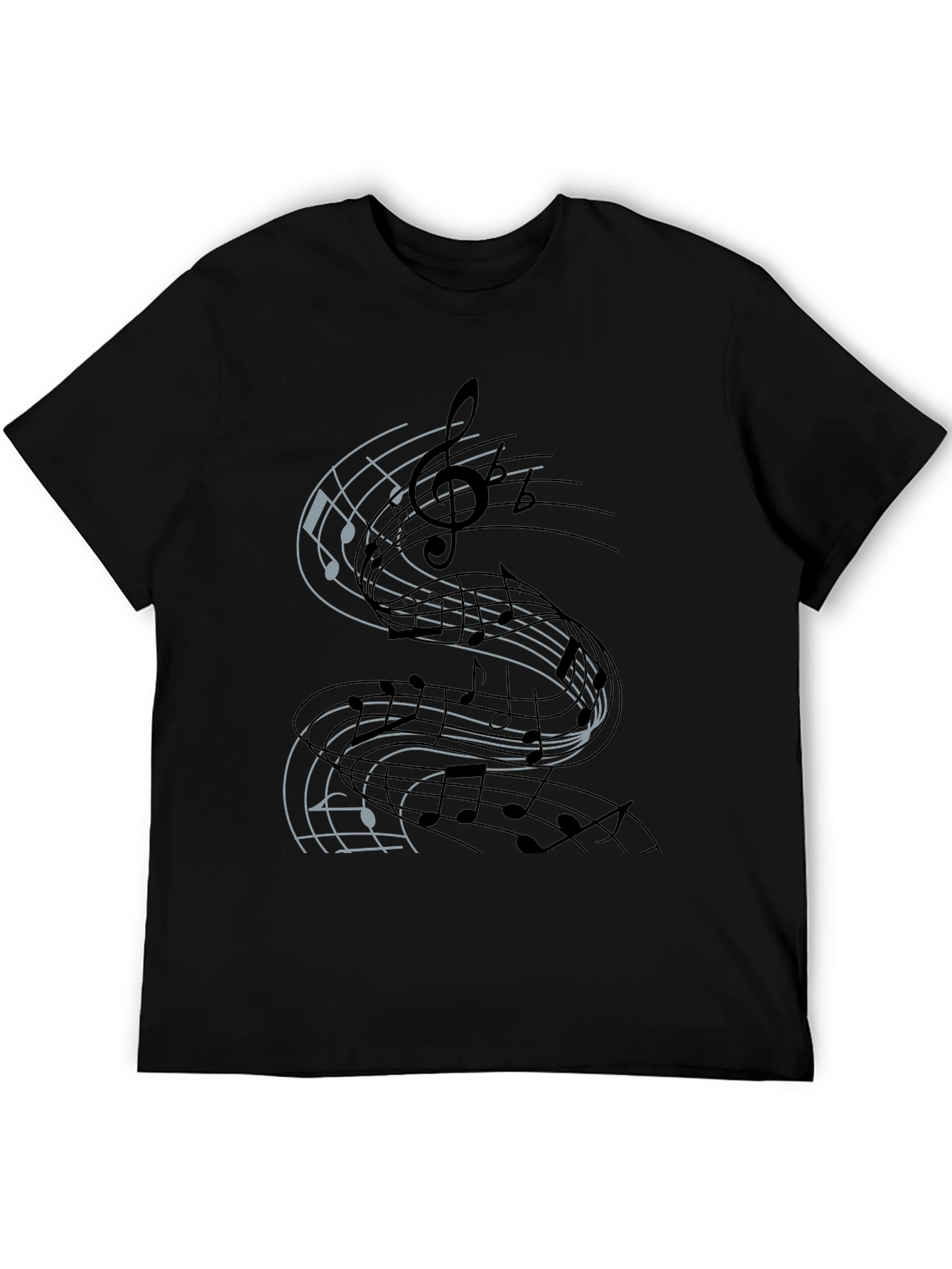 Musical Note Graphic Tee - Black Cotton T-Shirt