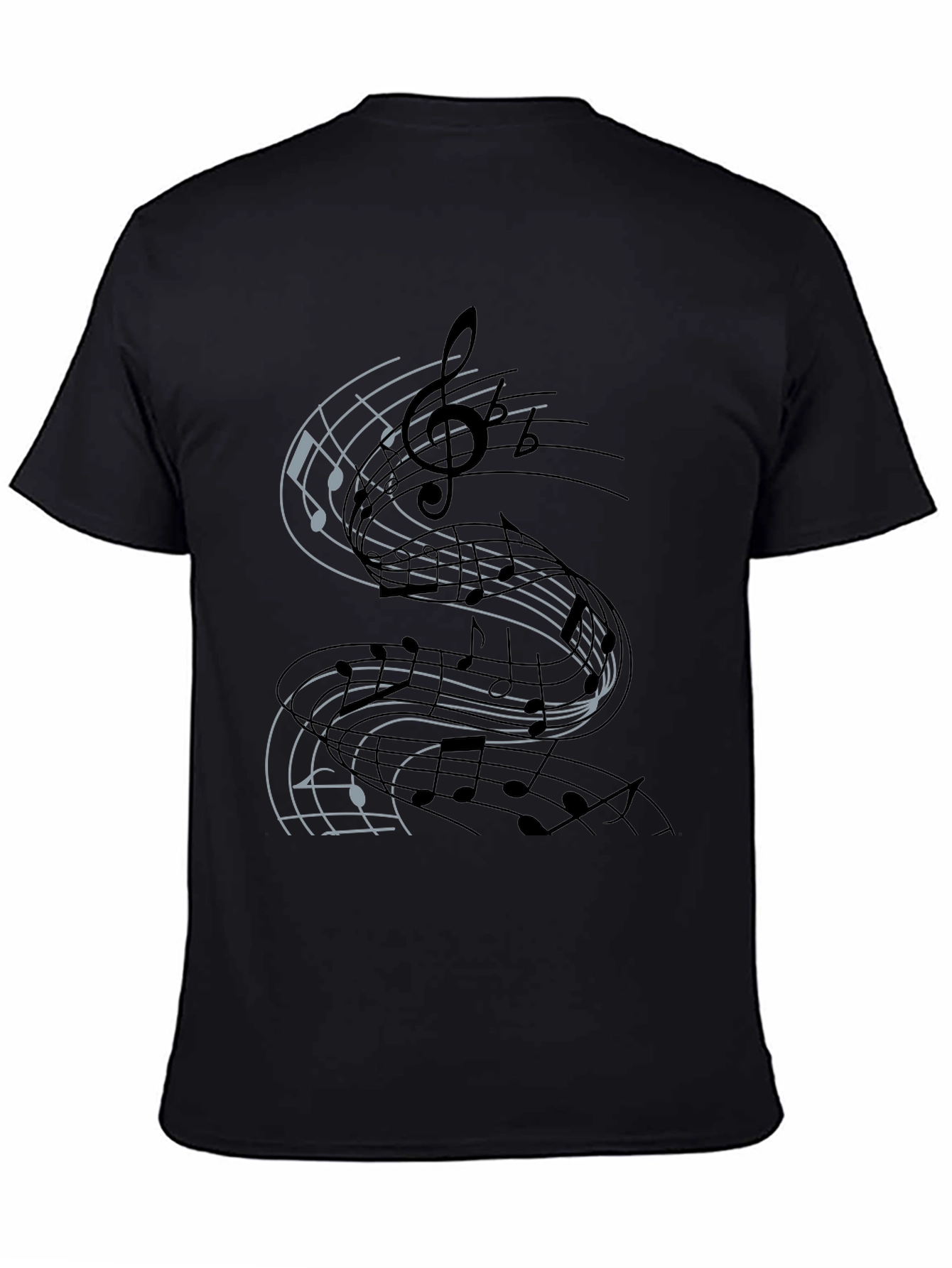 Musical Note Graphic Tee - Black Cotton T-Shirt