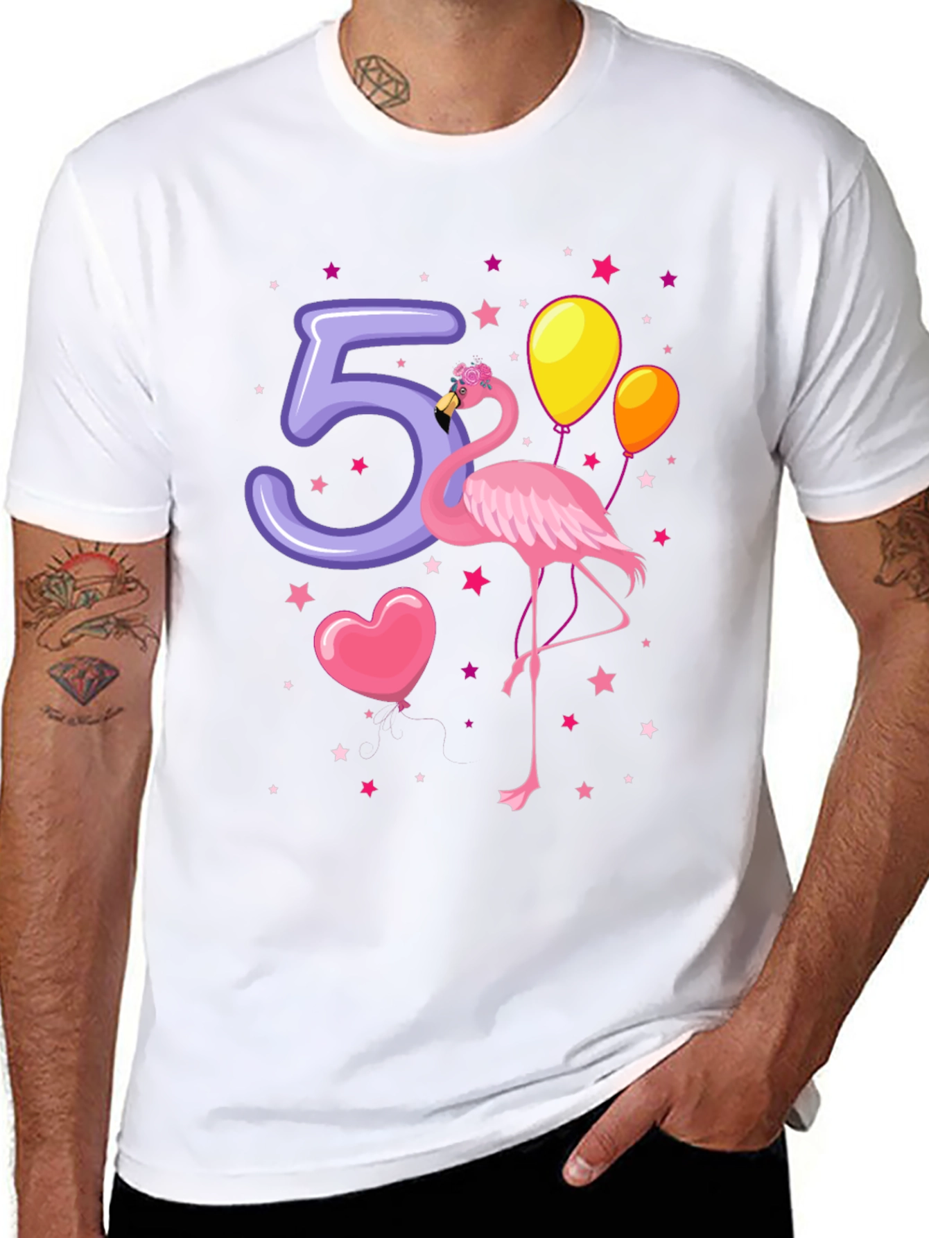 Fifth Birthday Flamingo T-Shirt