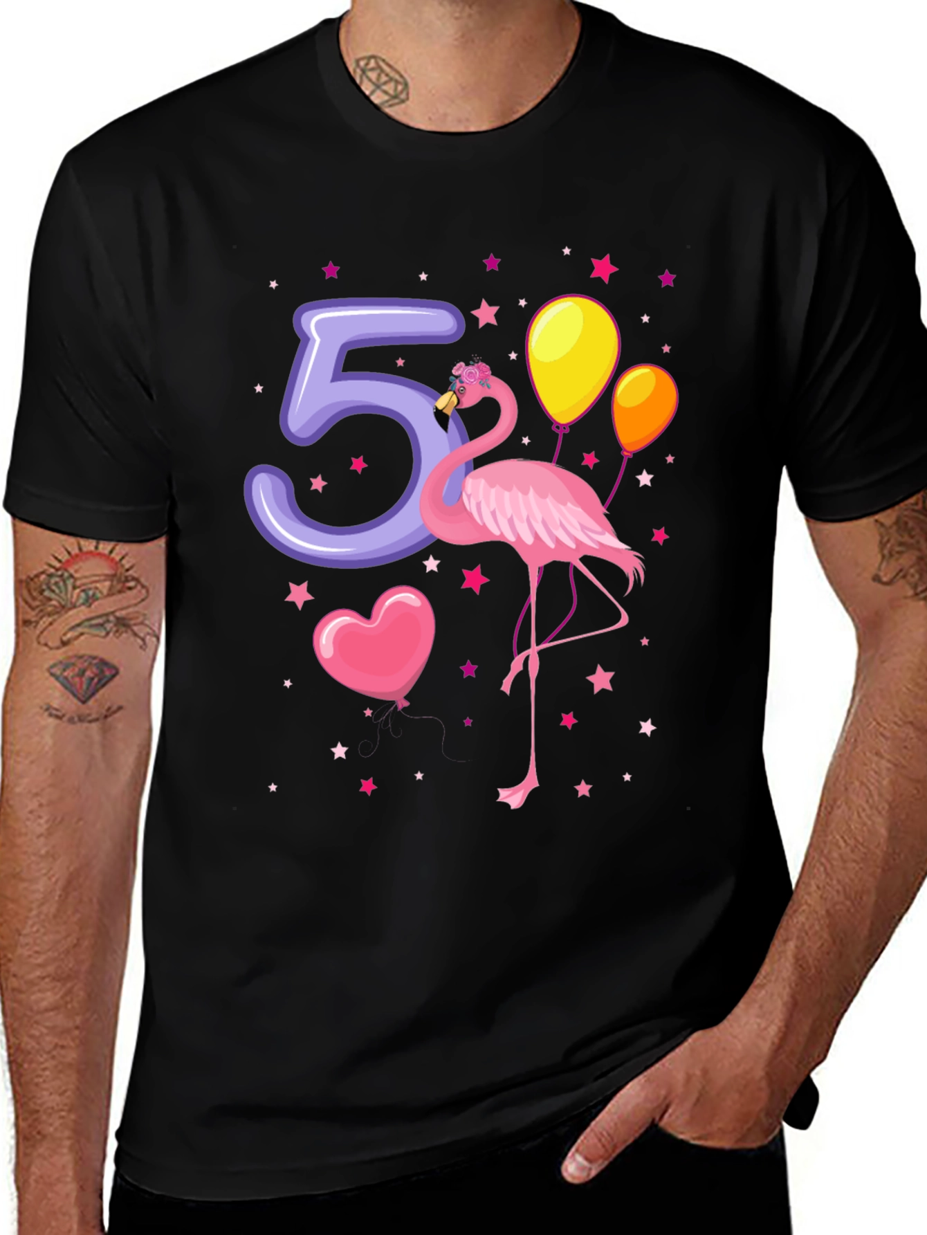 Fifth Birthday Flamingo T-Shirt