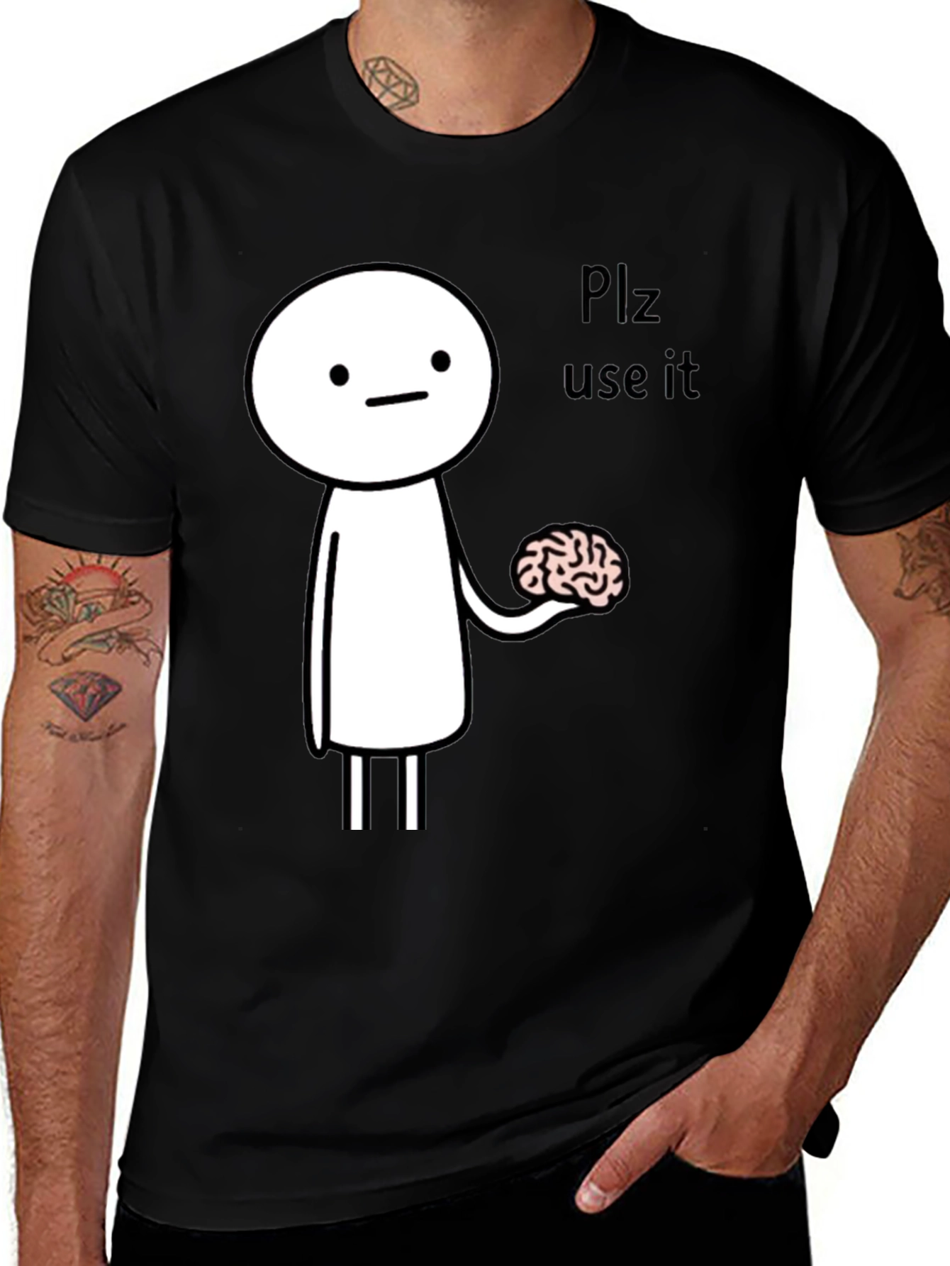 Use Your Brain Funny Graphic Tee - Black
