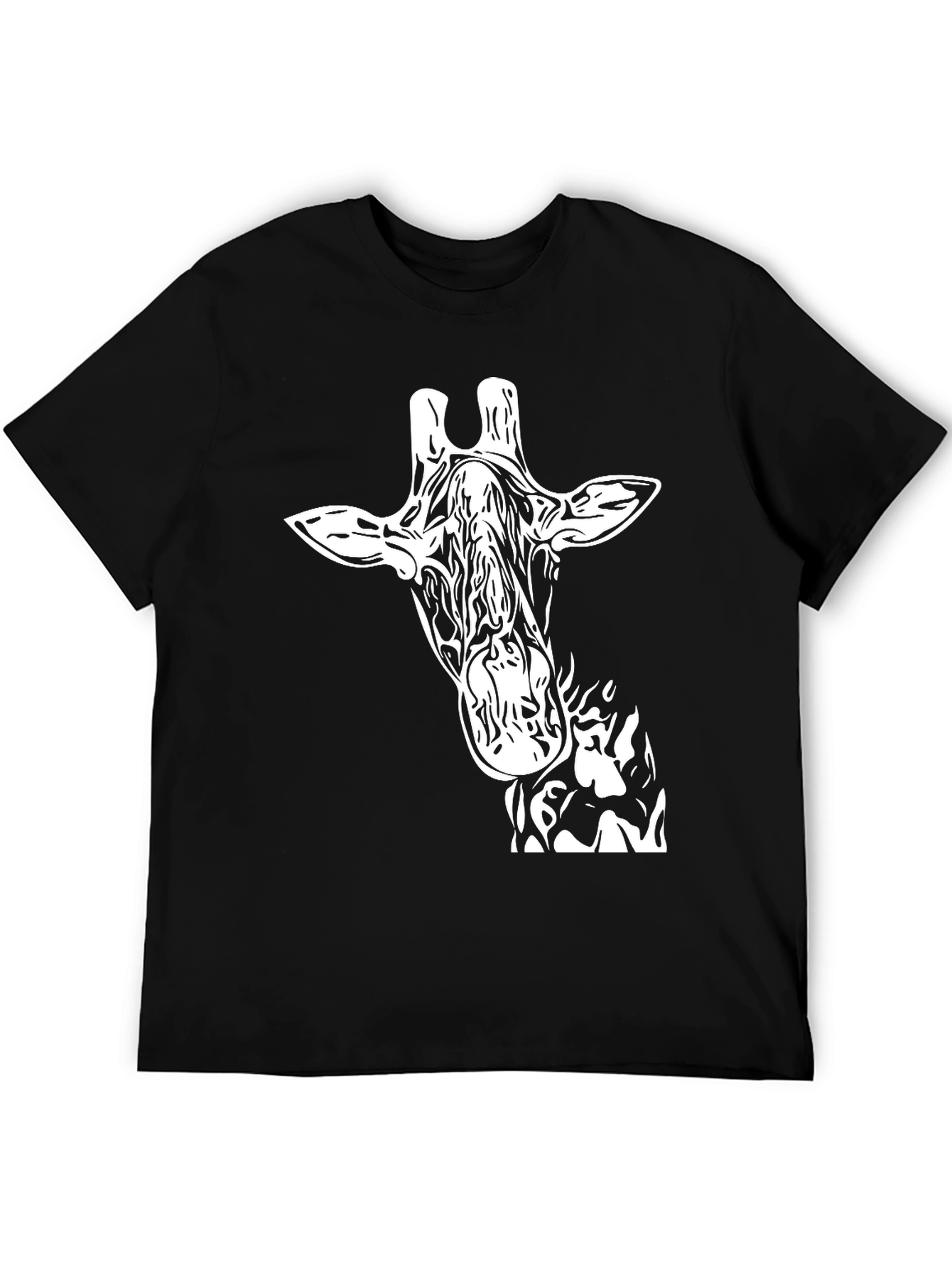 Giraffe Graphic Print Black T-Shirt