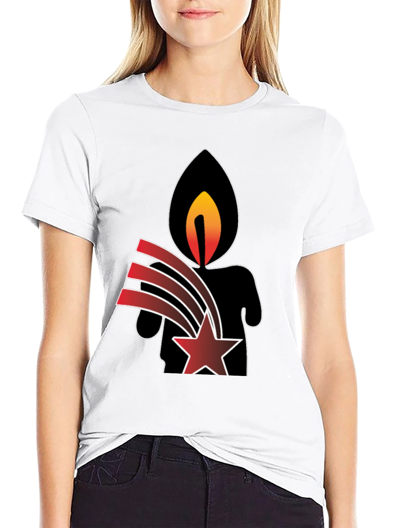 Candle & Star Graphic Print T-Shirt