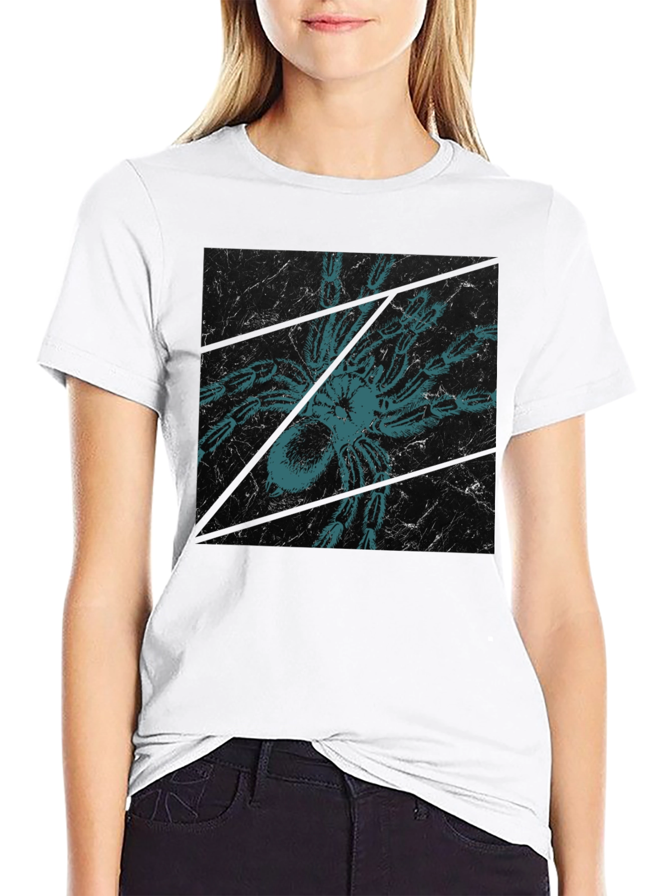 Creepy Spider Tee - Graphic Print Black T-Shirt