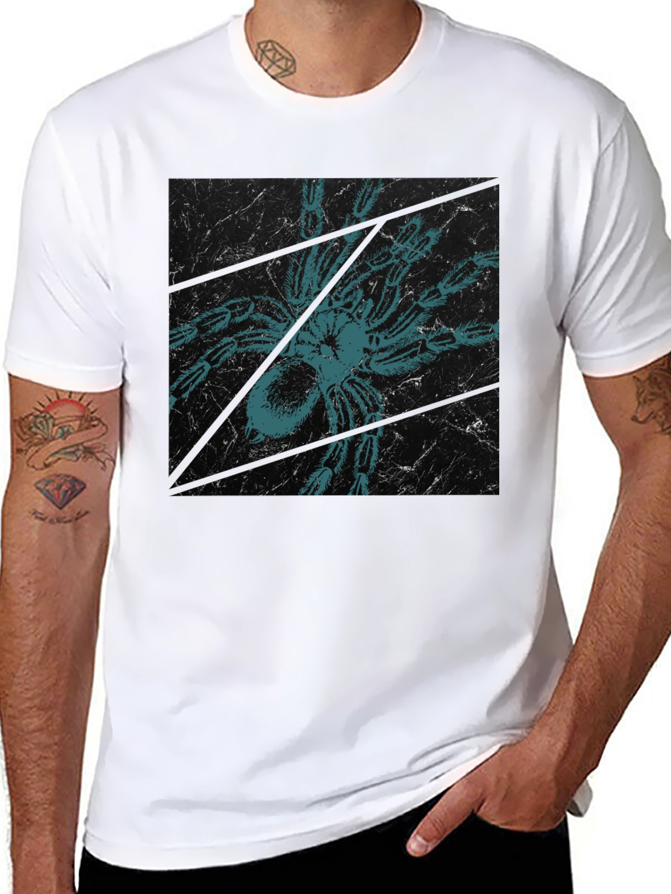 Creepy Spider Tee - Graphic Print Black T-Shirt