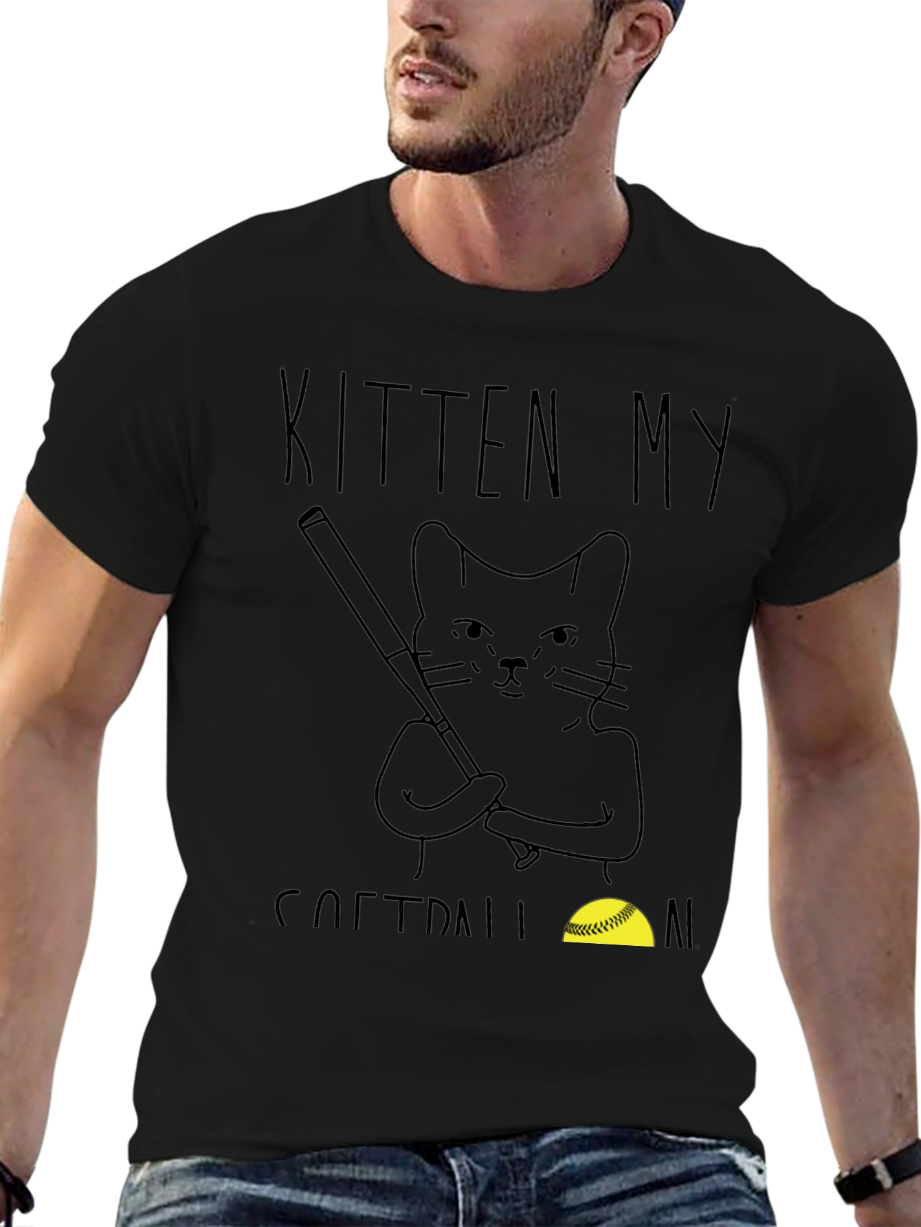 Kitten My Softball T-Shirt - Cat Baseball Tee