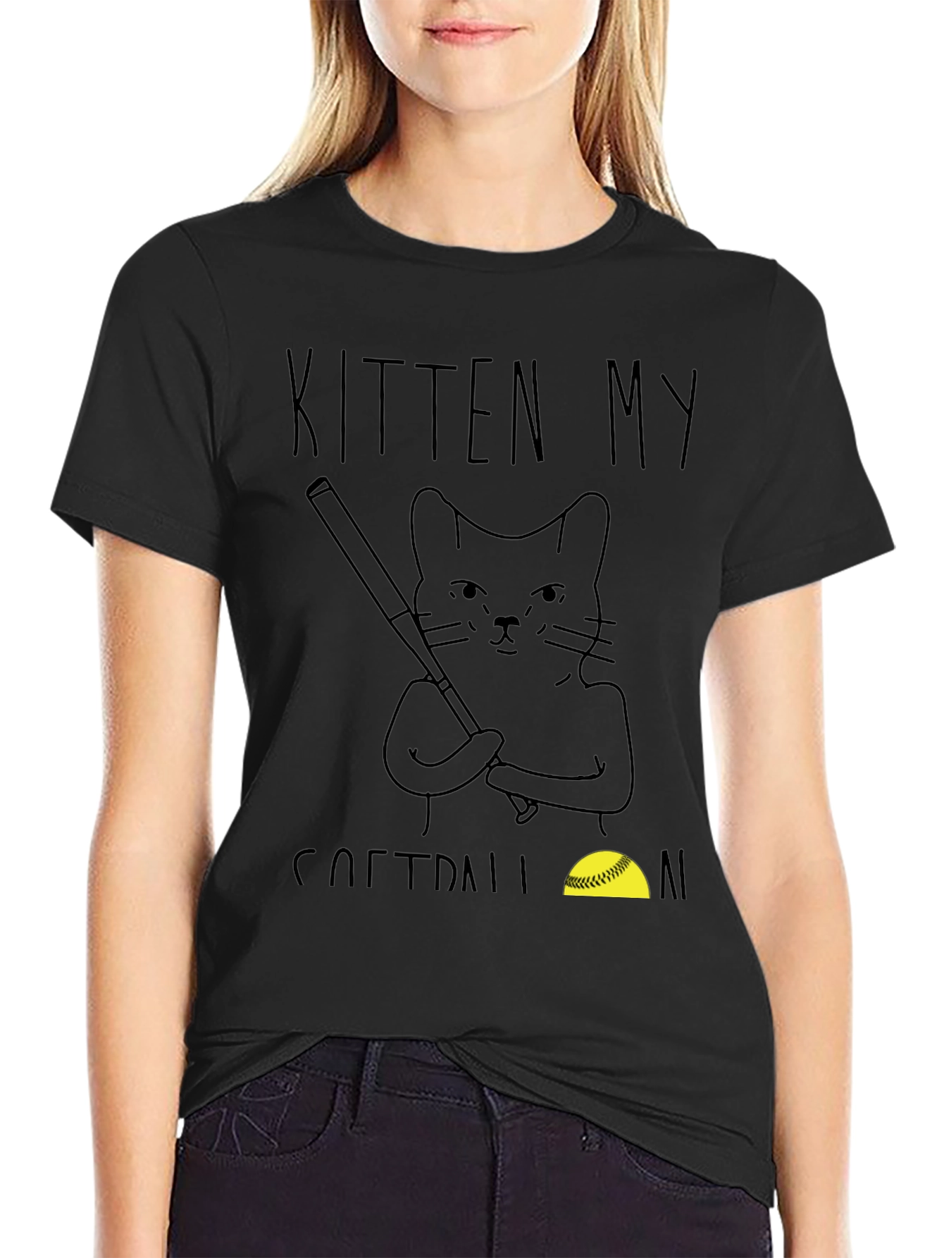 Kitten My Softball T-Shirt - Cat Baseball Tee