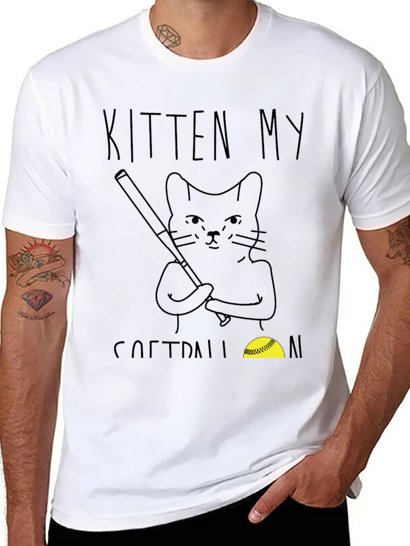 Kitten My Softball T-Shirt - Cat Baseball Tee