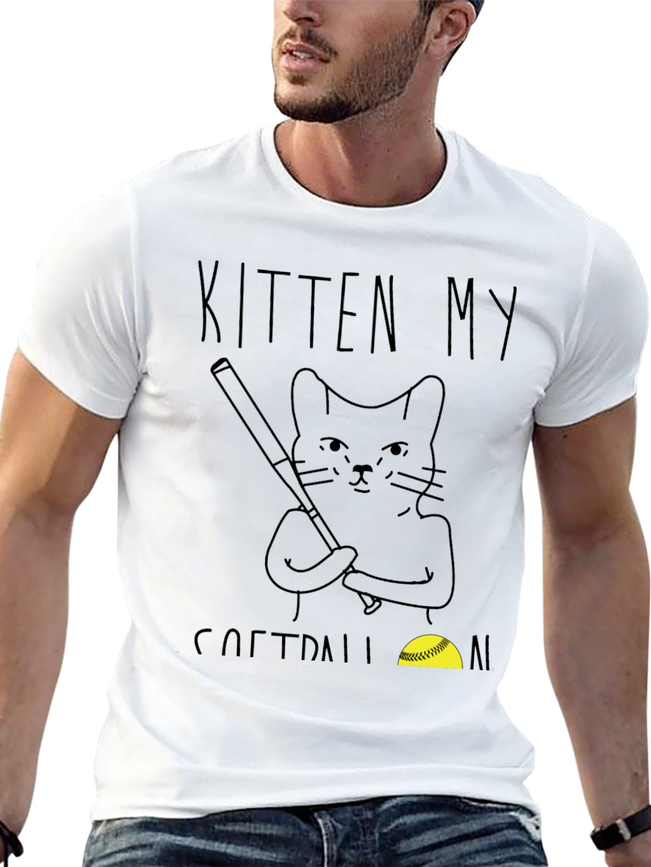 Kitten My Softball T-Shirt - Cat Baseball Tee