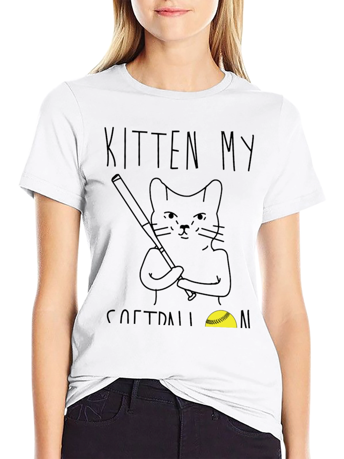 Kitten My Softball T-Shirt - Cat Baseball Tee