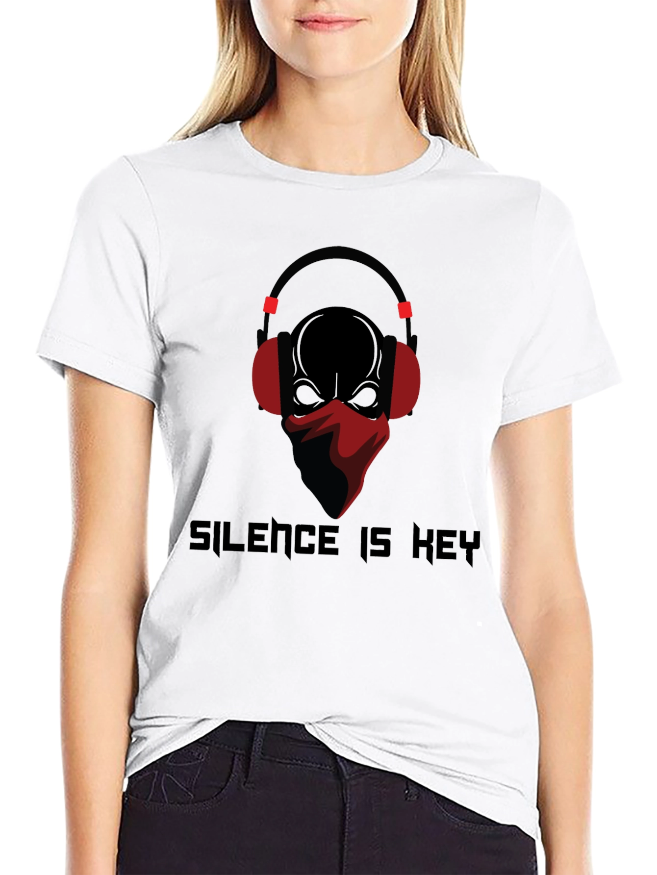 Silence is Key T-Shirt Skull with Headphones Design