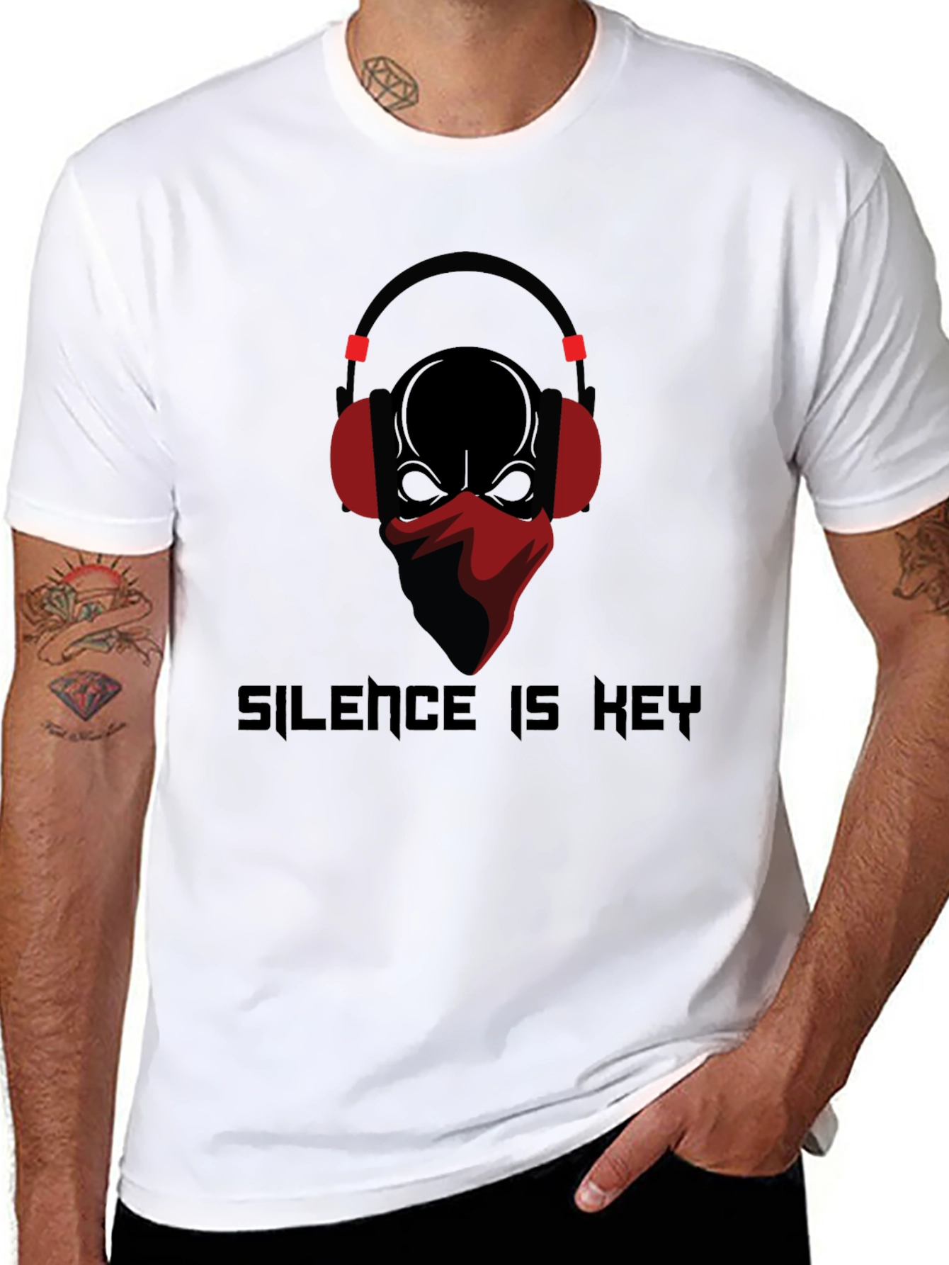 Silence is Key T-Shirt Skull with Headphones Design