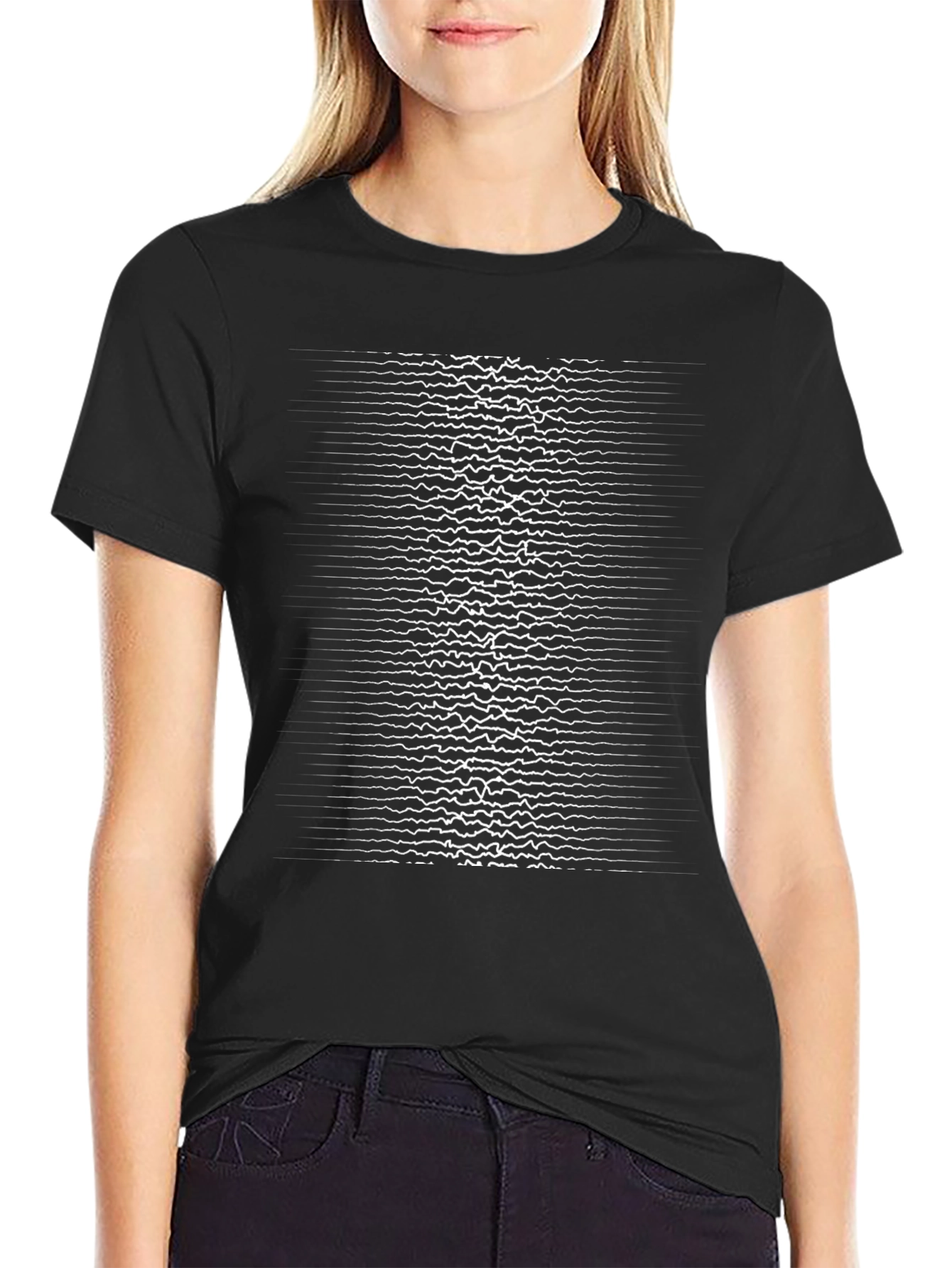 Pulse Wave Graphic Tee - Black Cotton Casual T-Shirt