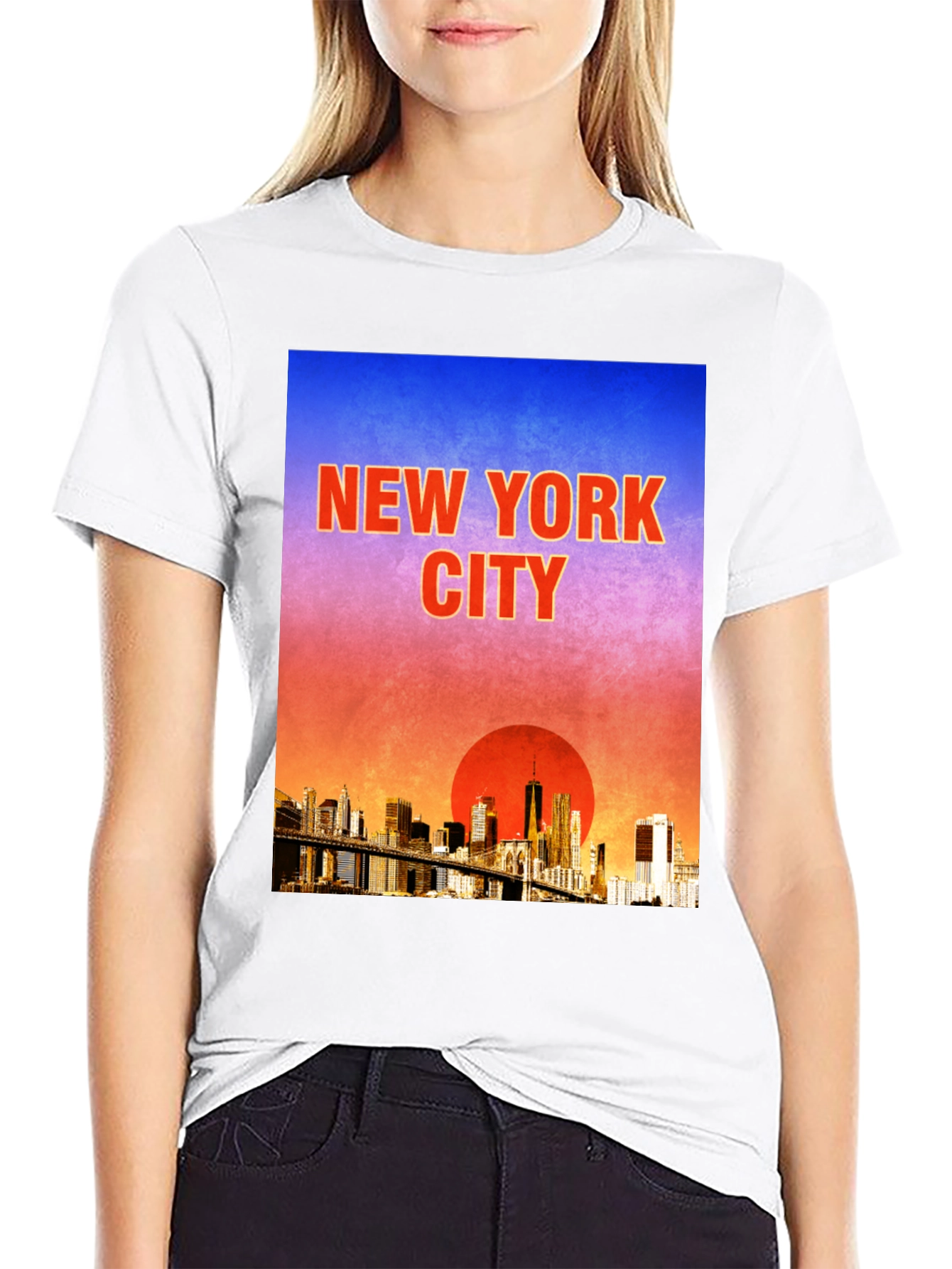 New York Cityscape Graphic Tee - Black