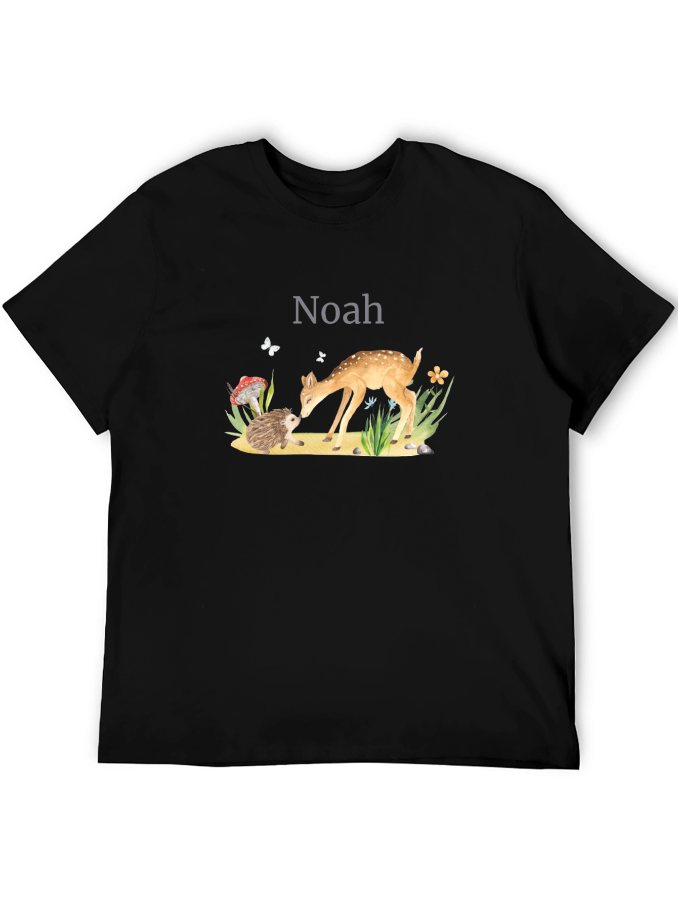 Noahs Woodland Friends Black T-Shirt
