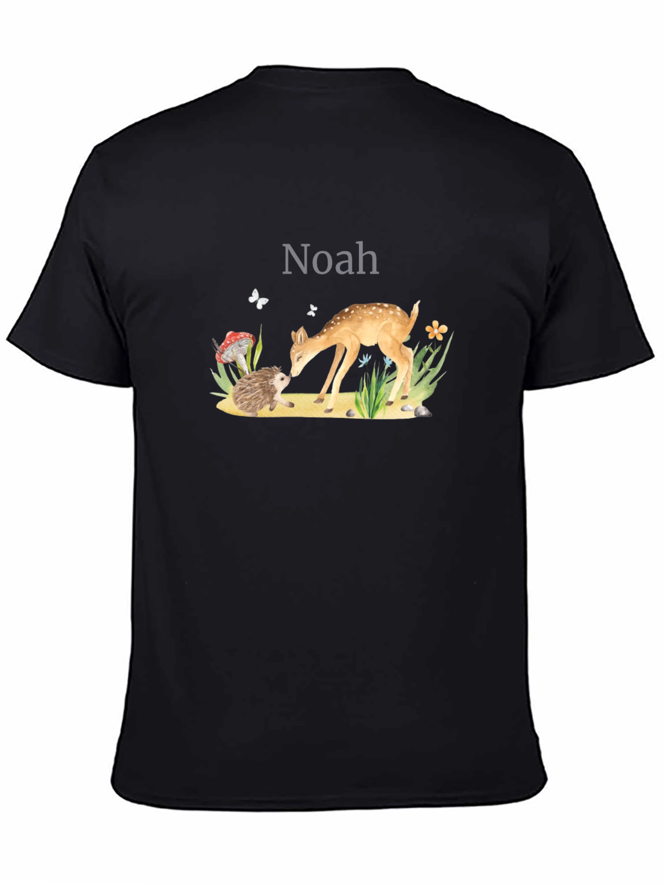Noahs Woodland Friends Black T-Shirt