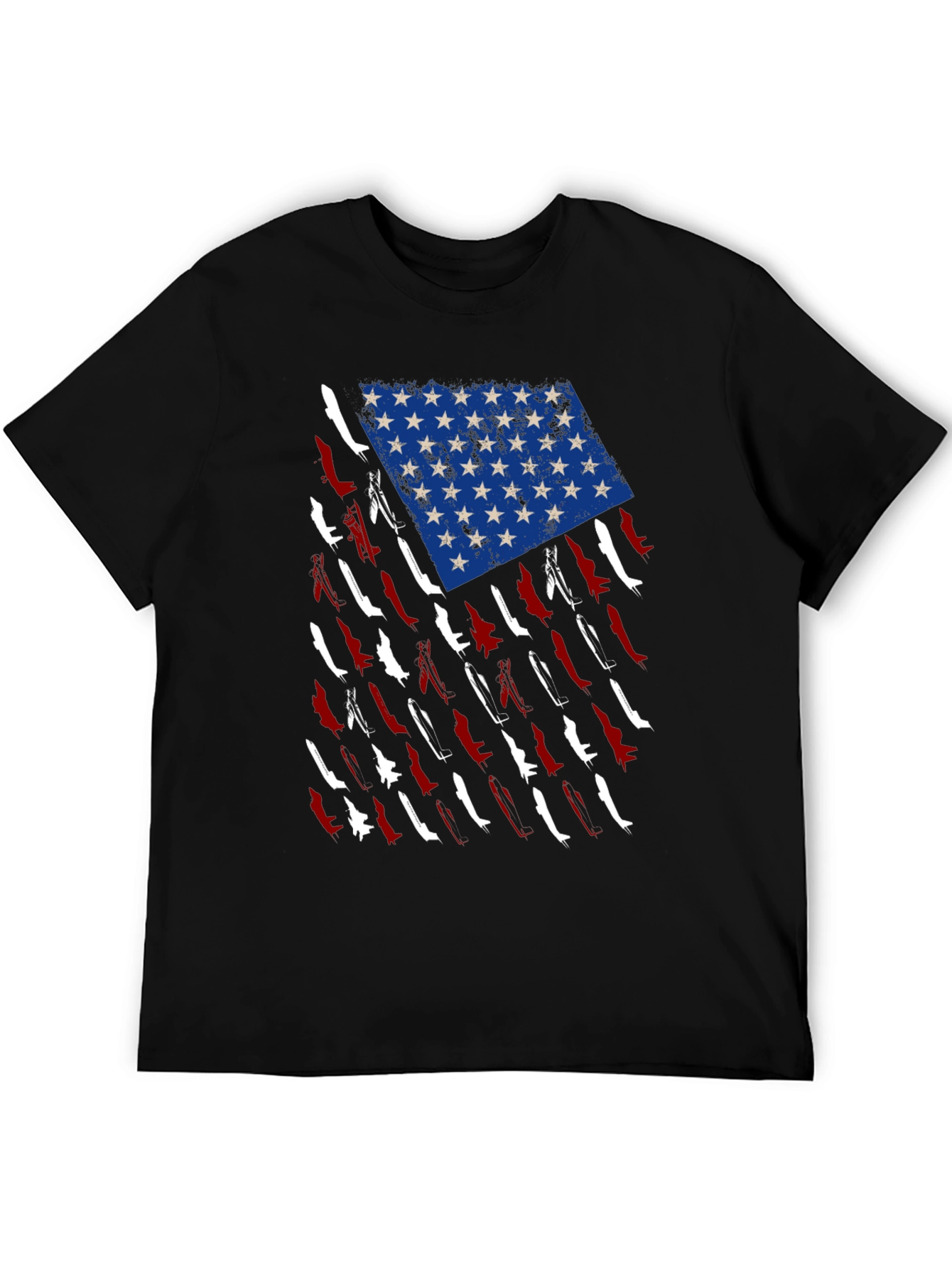 American Flag Fighter Jet Graphic T-Shirt