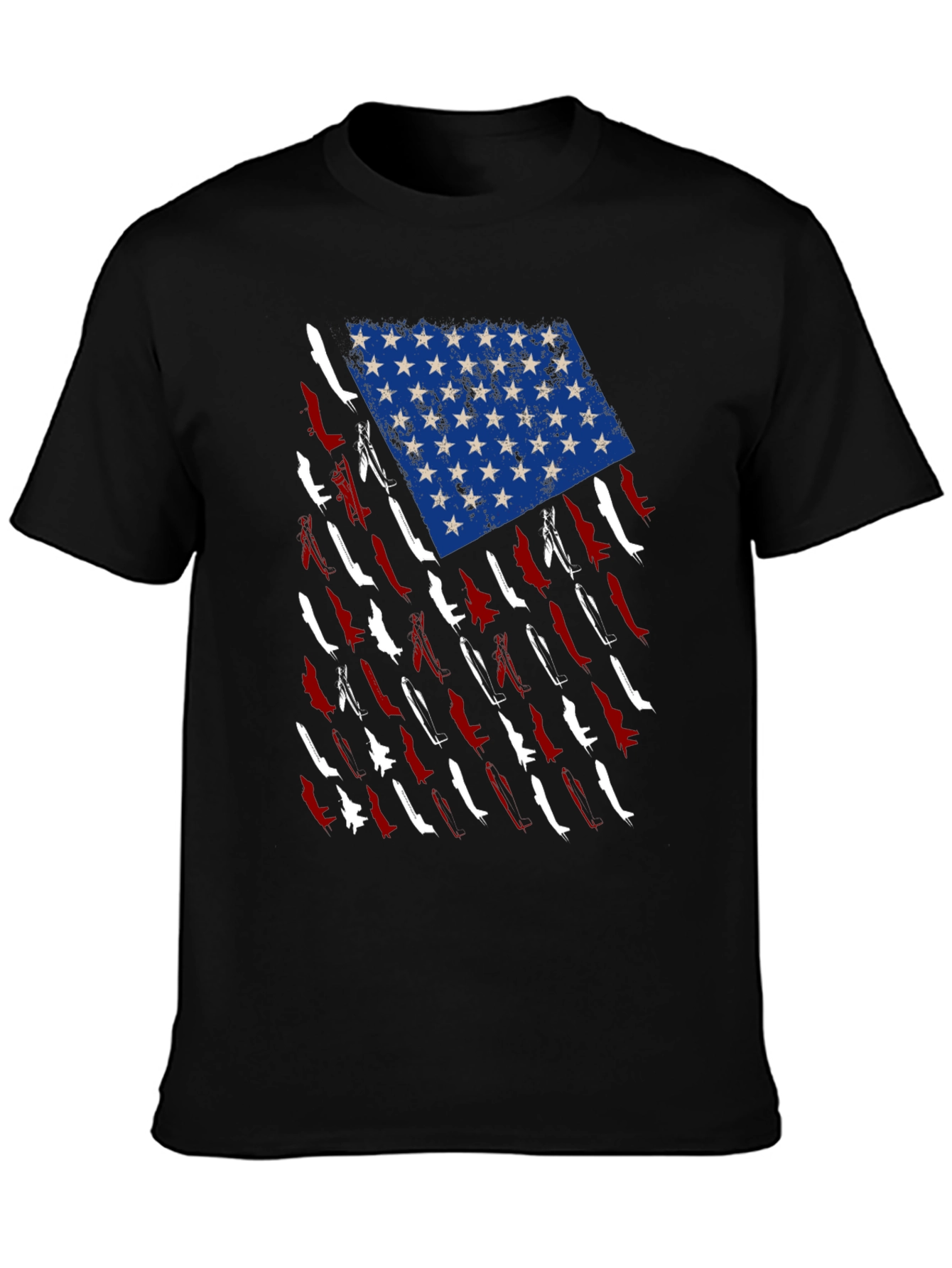 American Flag Fighter Jet Graphic T-Shirt