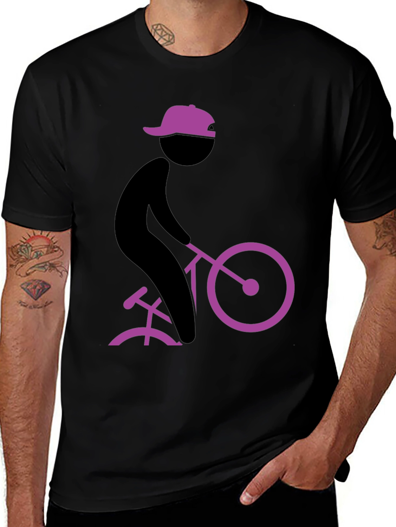 Cool Black T-Shirt with Cyclist Graphic