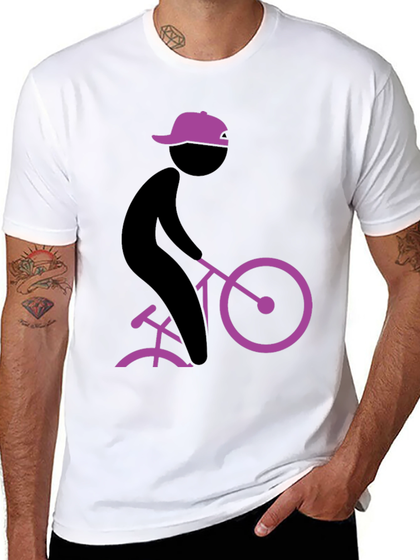 Cool Black T-Shirt with Cyclist Graphic