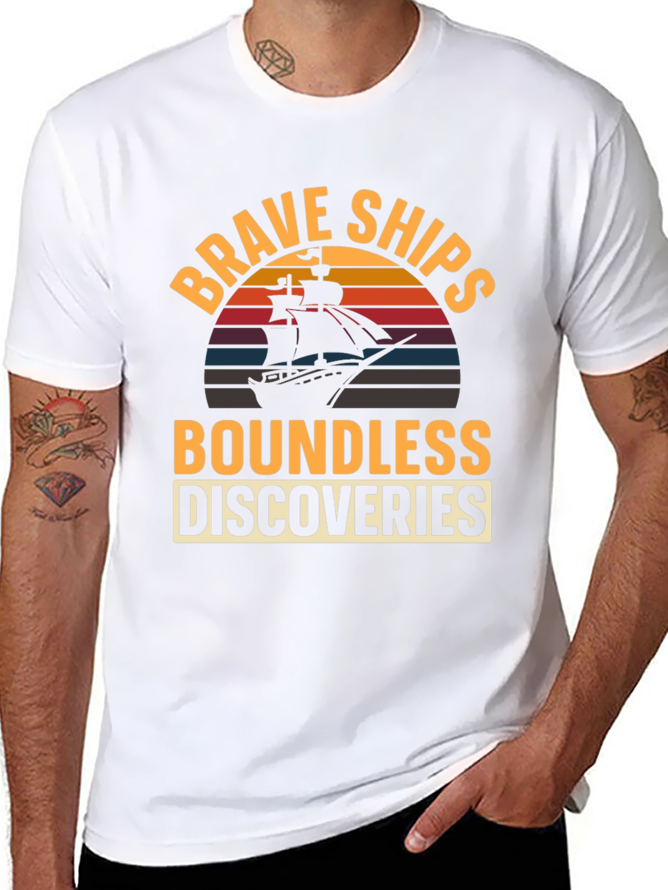 Brave Ships Boundless Discoveries Graphic T-Shirt