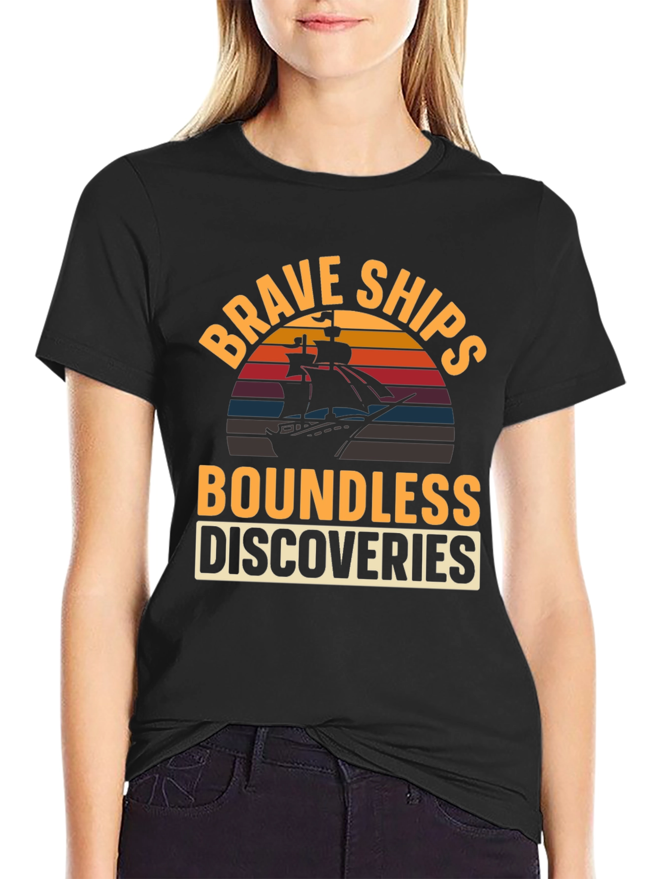 Brave Ships Boundless Discoveries Graphic T-Shirt