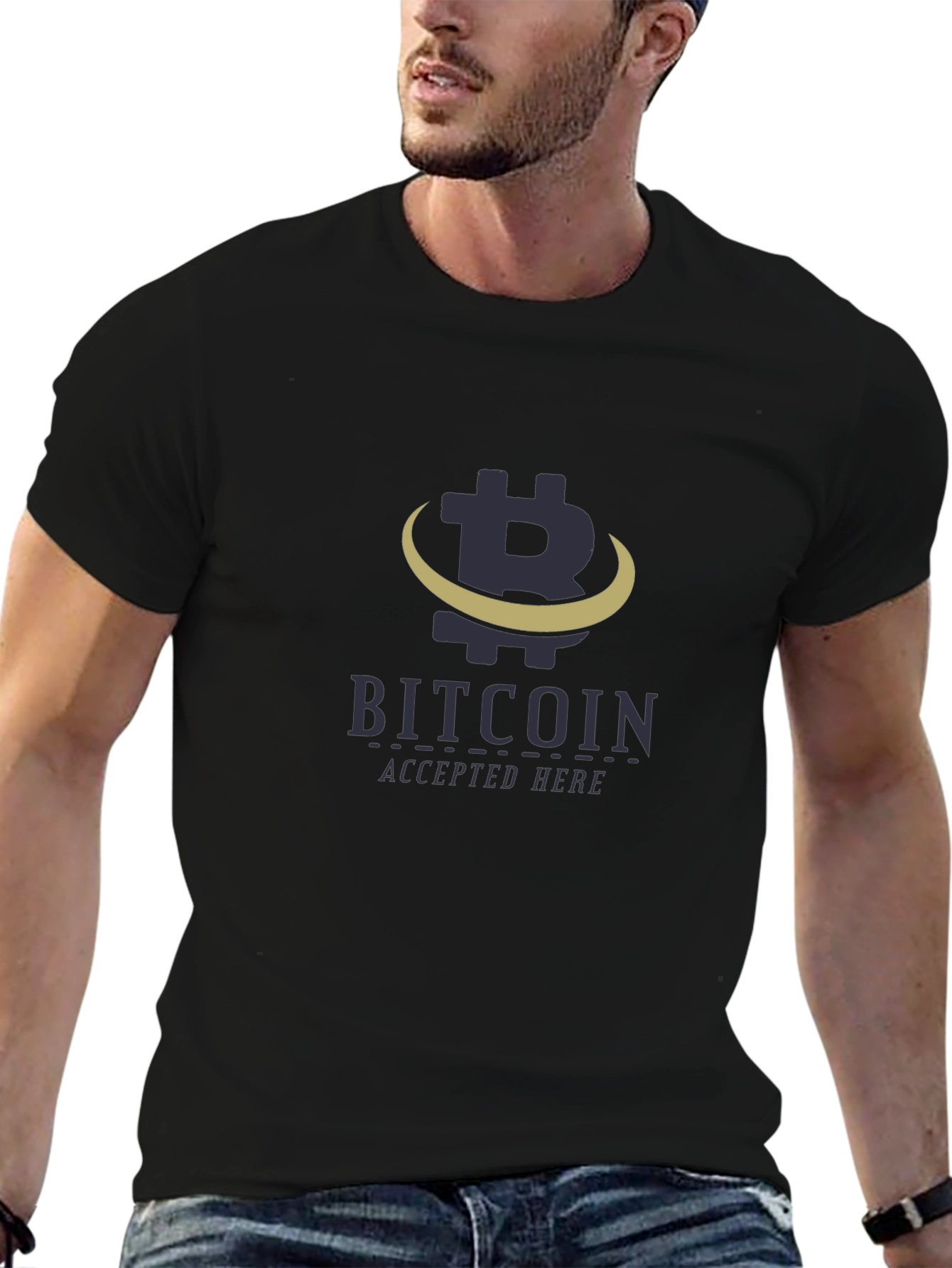 Bitcoin Accepted Here Black Graphic Tee