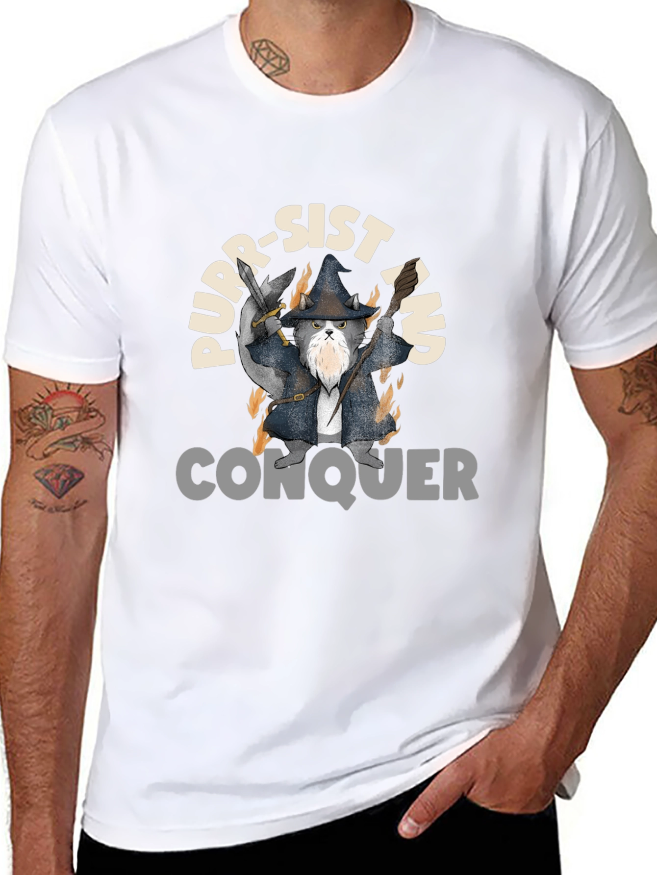 Purr-Sist and Conquer Black T-Shirt