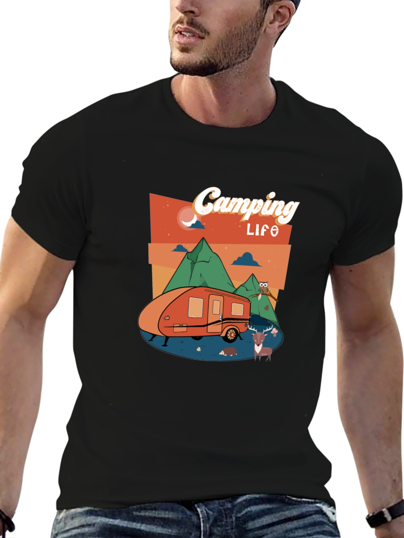 Camping Life Black Graphic Tee