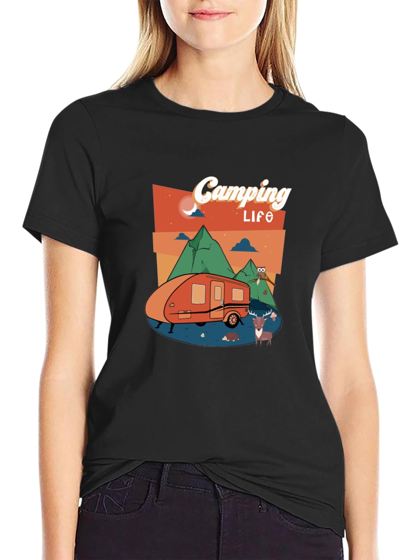 Camping Life Black Graphic Tee