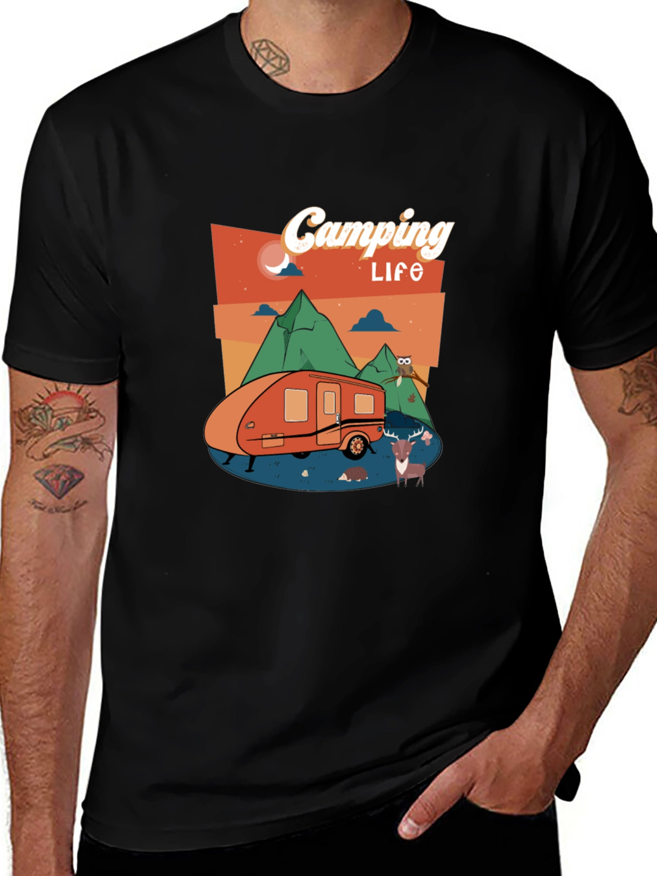 Camping Life Black Graphic Tee