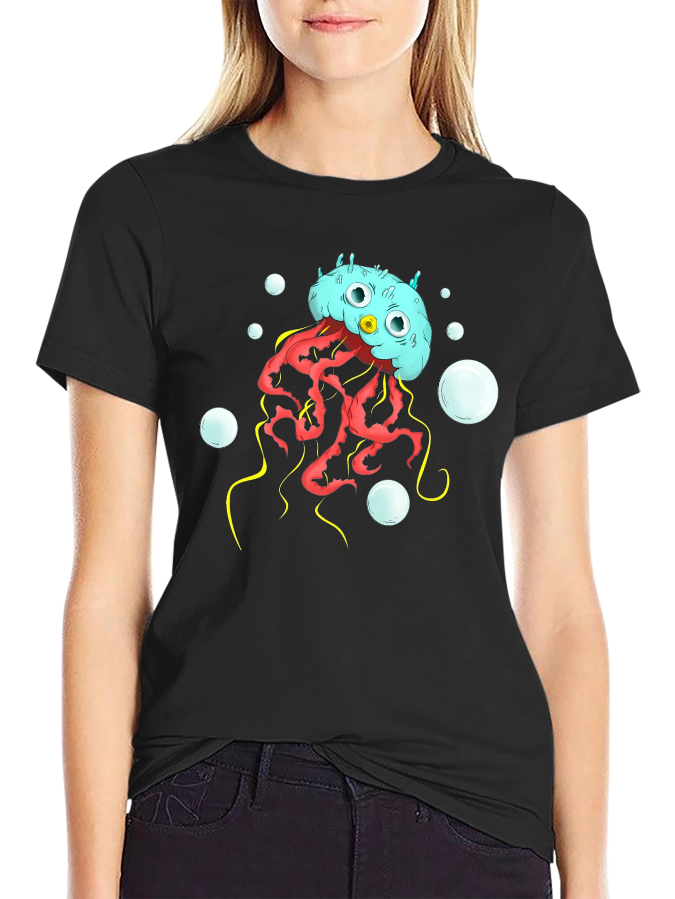 Cartoon Jellyfish Graphic T-Shirt