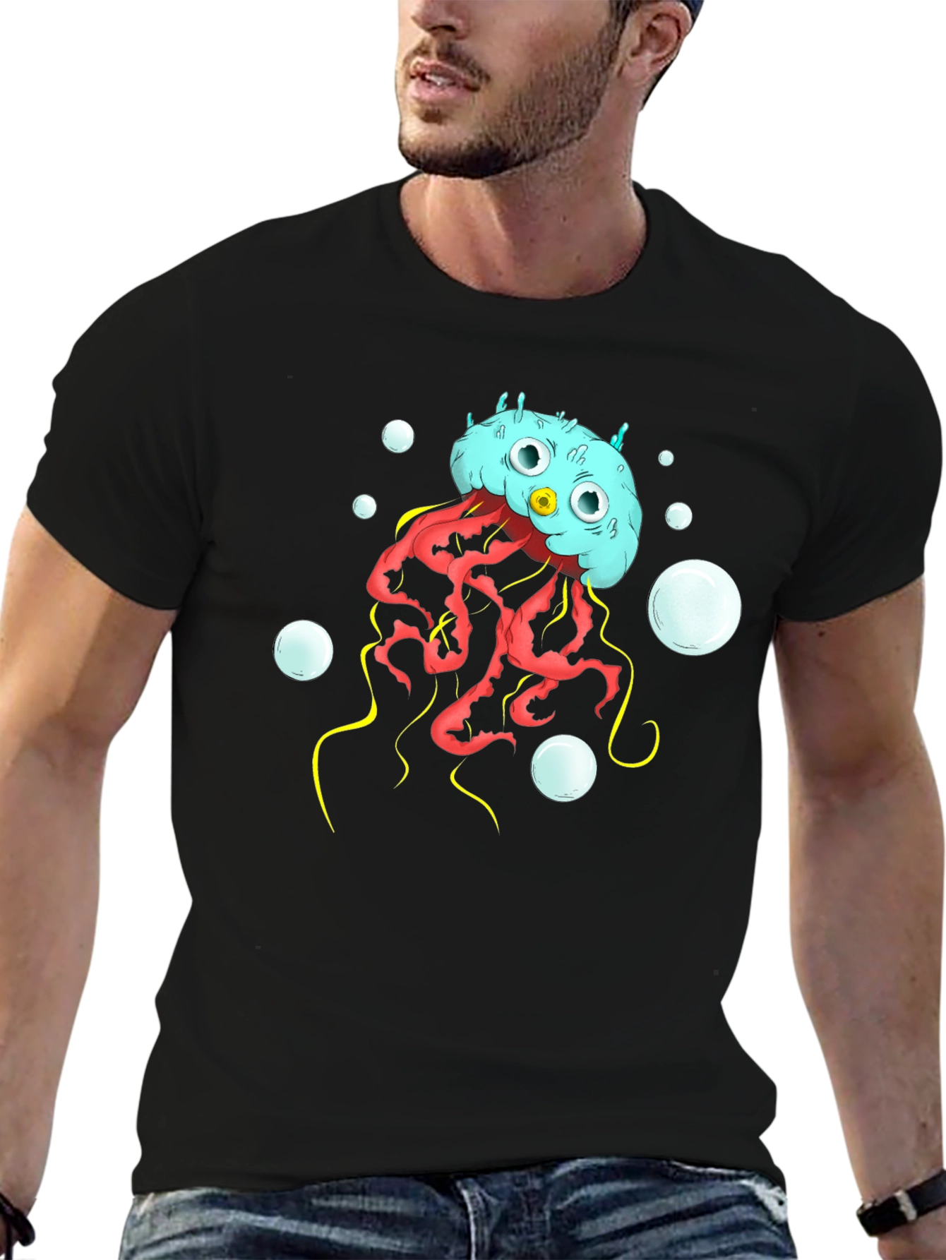 Cartoon Jellyfish Graphic T-Shirt