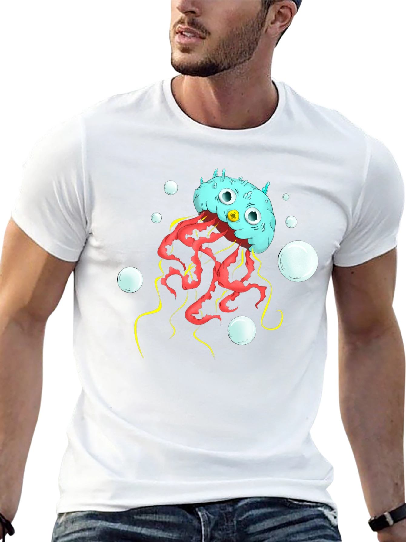 Cartoon Jellyfish Graphic T-Shirt
