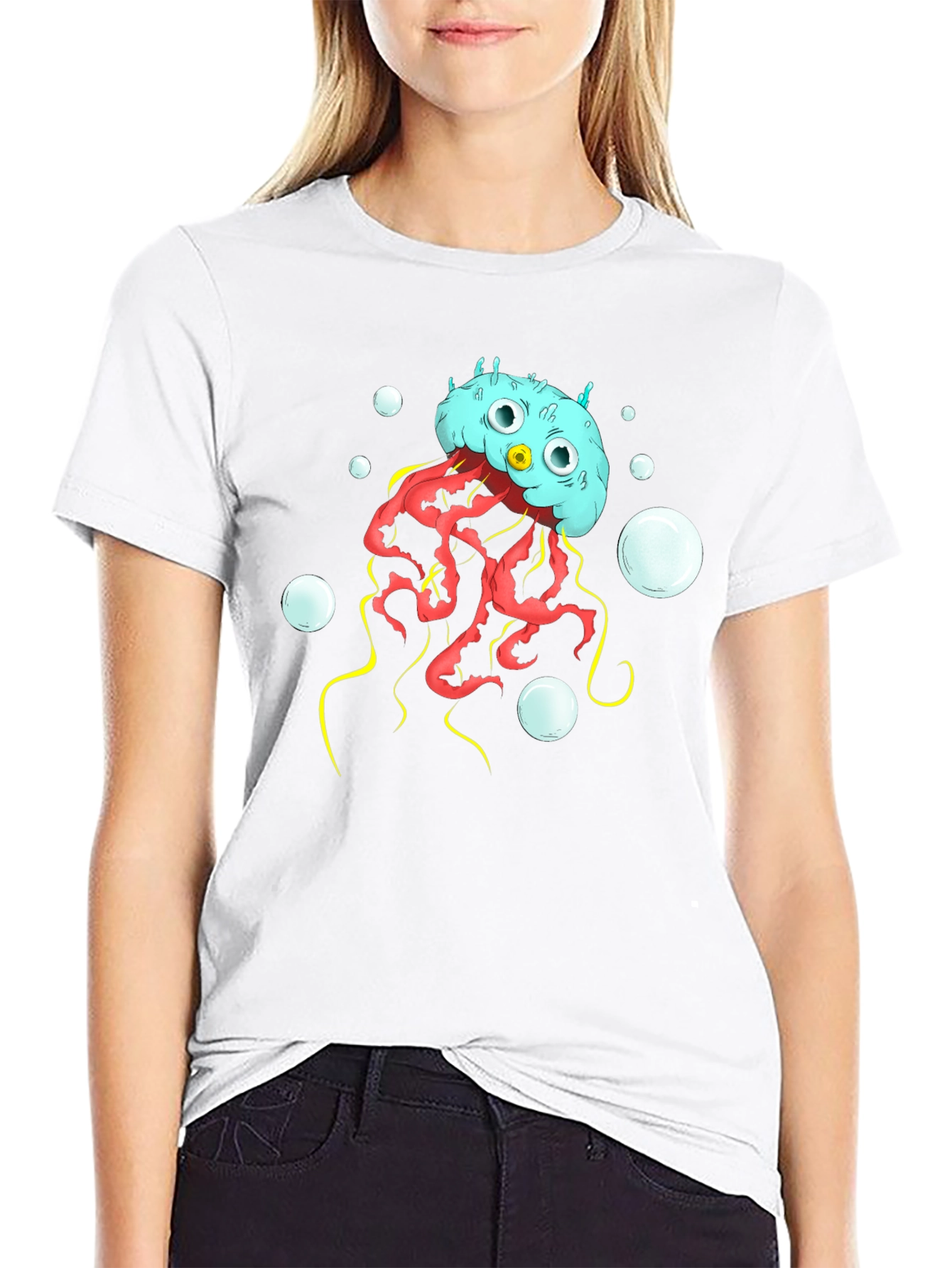 Cartoon Jellyfish Graphic T-Shirt