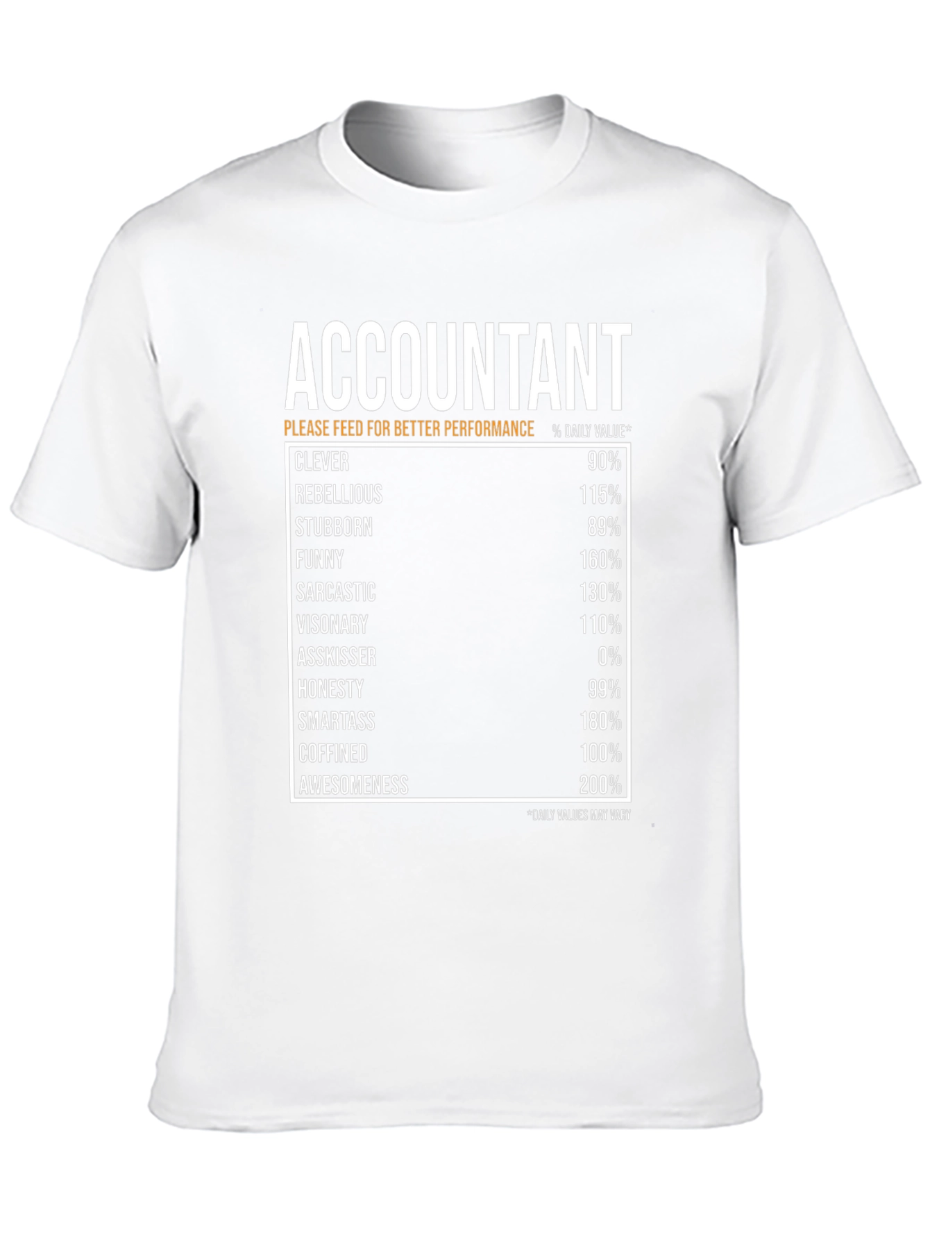 Accountant Nutritional Facts Black T-Shirt