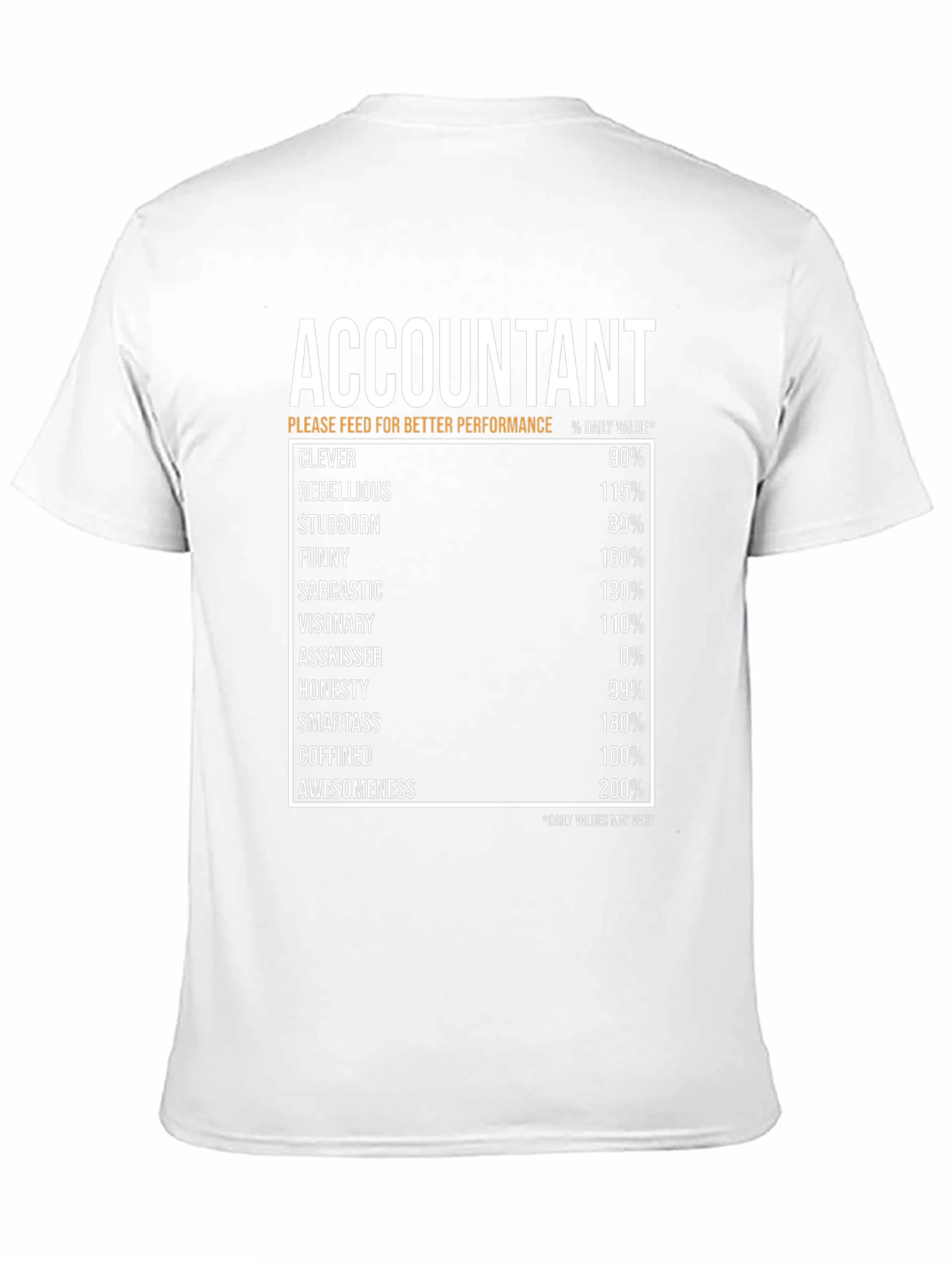 Accountant Nutritional Facts Black T-Shirt