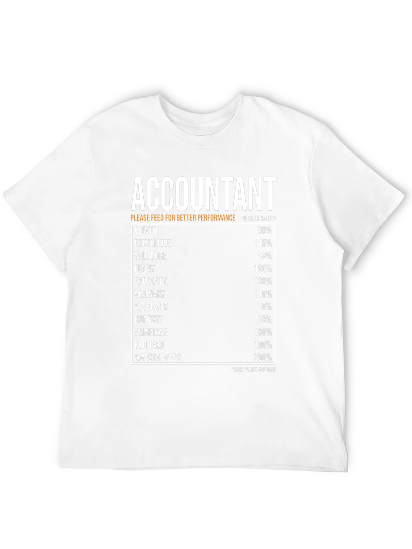 Accountant Nutritional Facts Black T-Shirt
